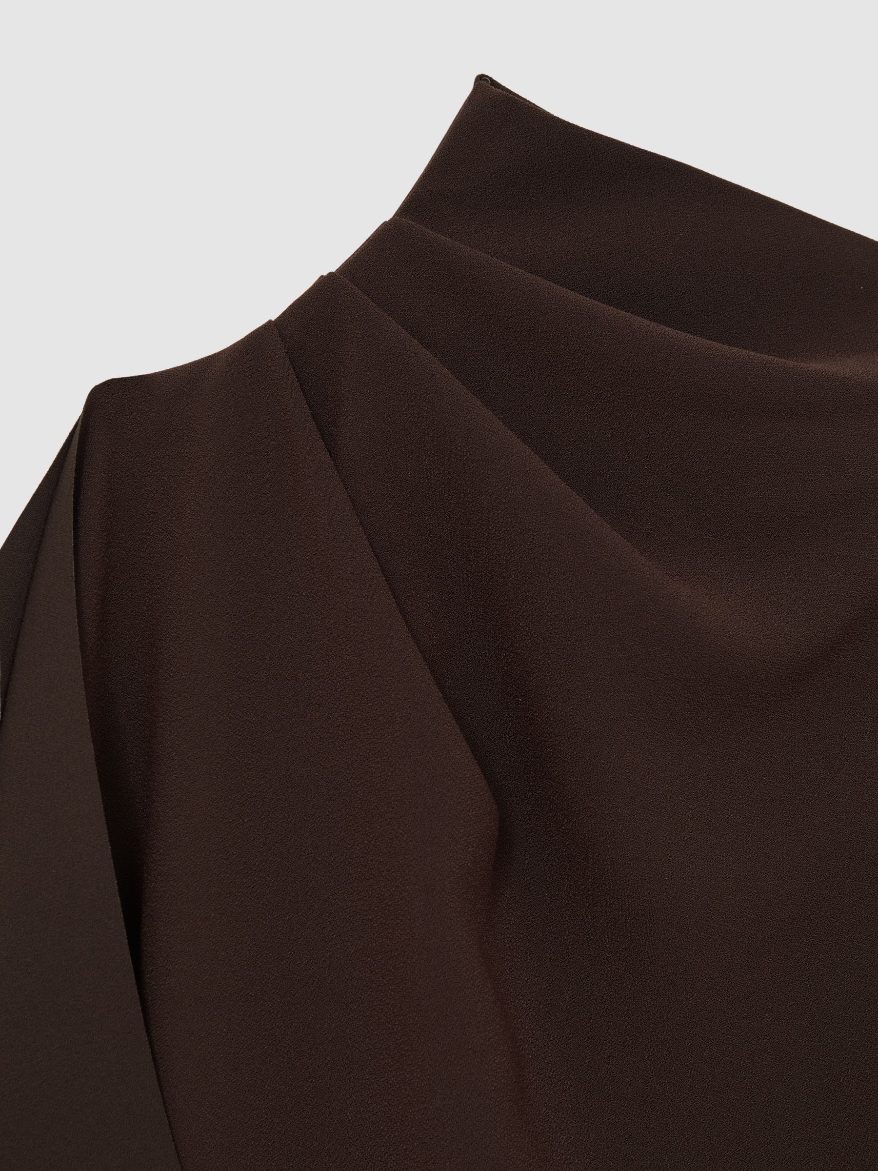 One-Shoulder Draped Mini Dress in Chocolate Brown - image 3