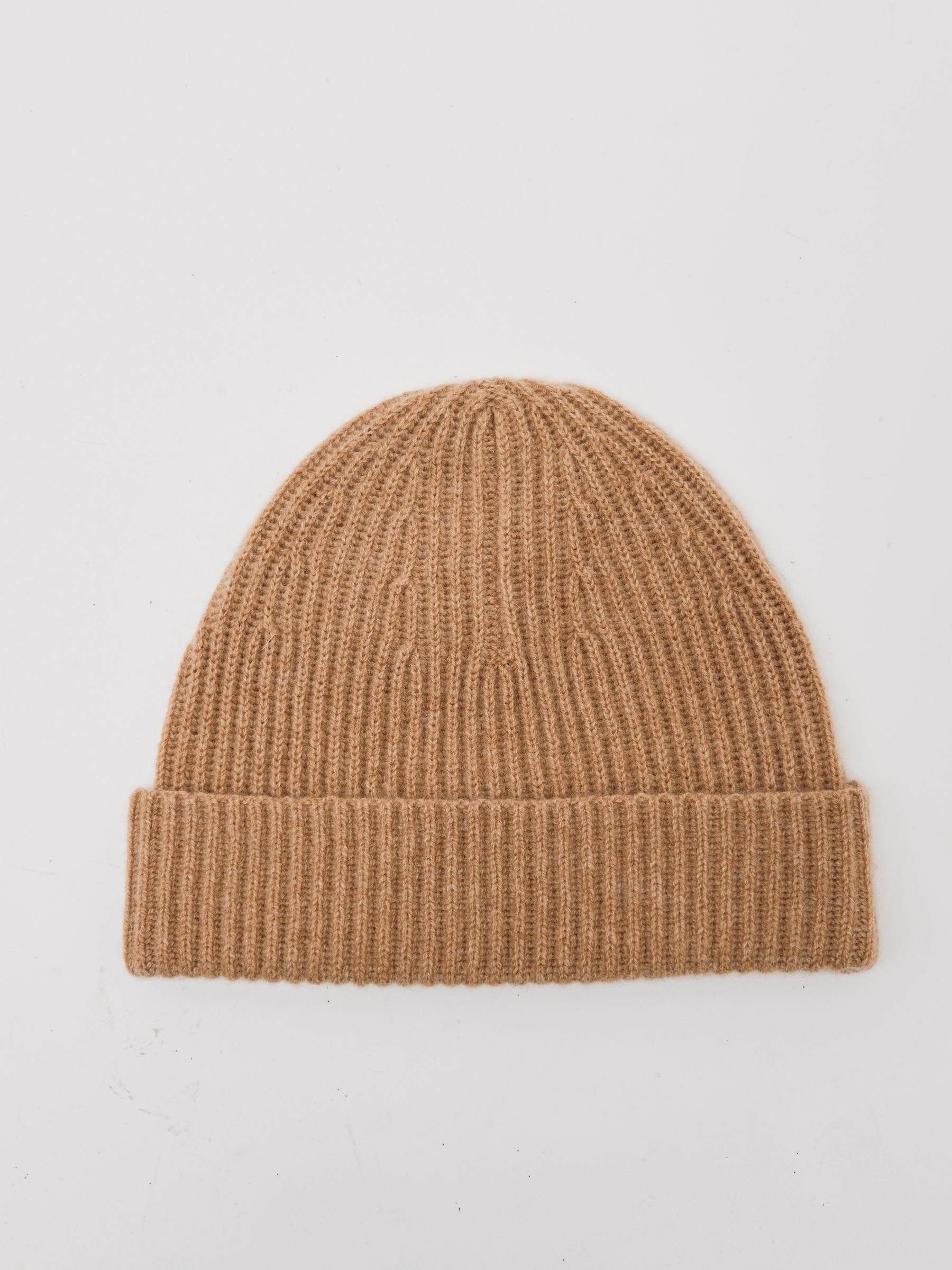 Atelier 100% Cashmere Rib-Knit Beanie in Oatmeal - Image 3 of 5