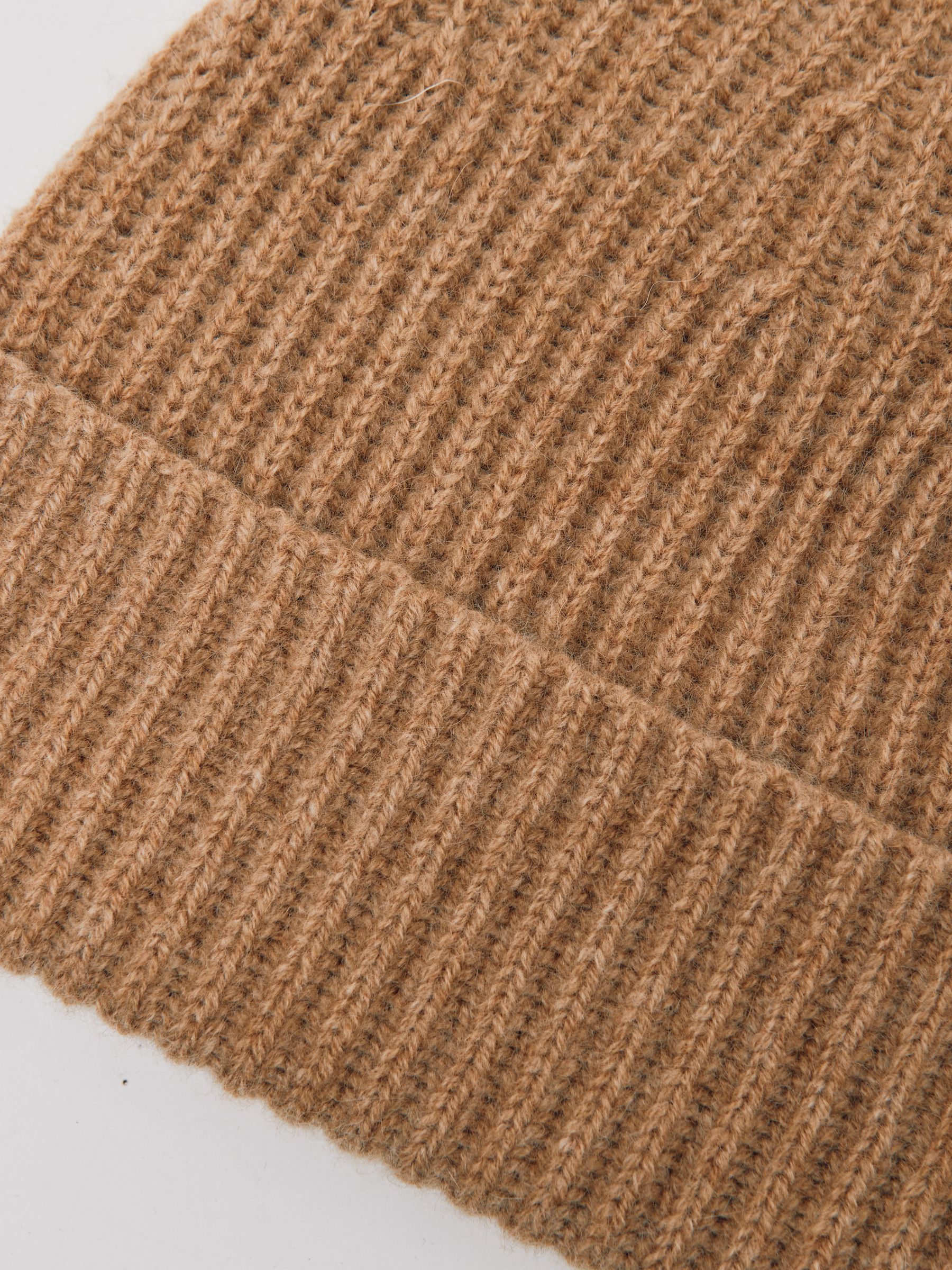 Atelier 100% Cashmere Rib-Knit Beanie in Oatmeal - Image 4 of 5