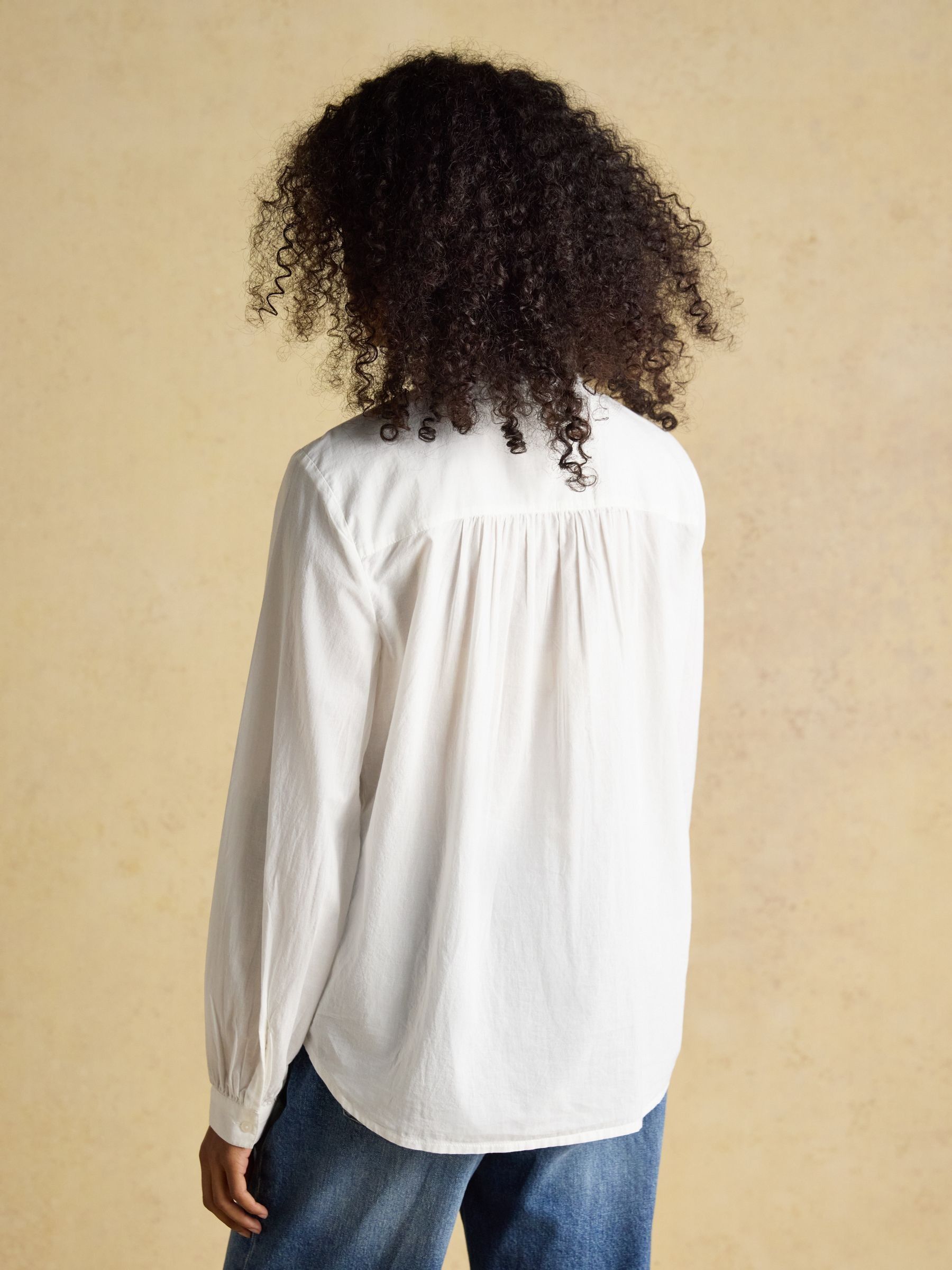 Melanie White Ruffle Collar Long Sleeve Blouse - Image 2 of 7