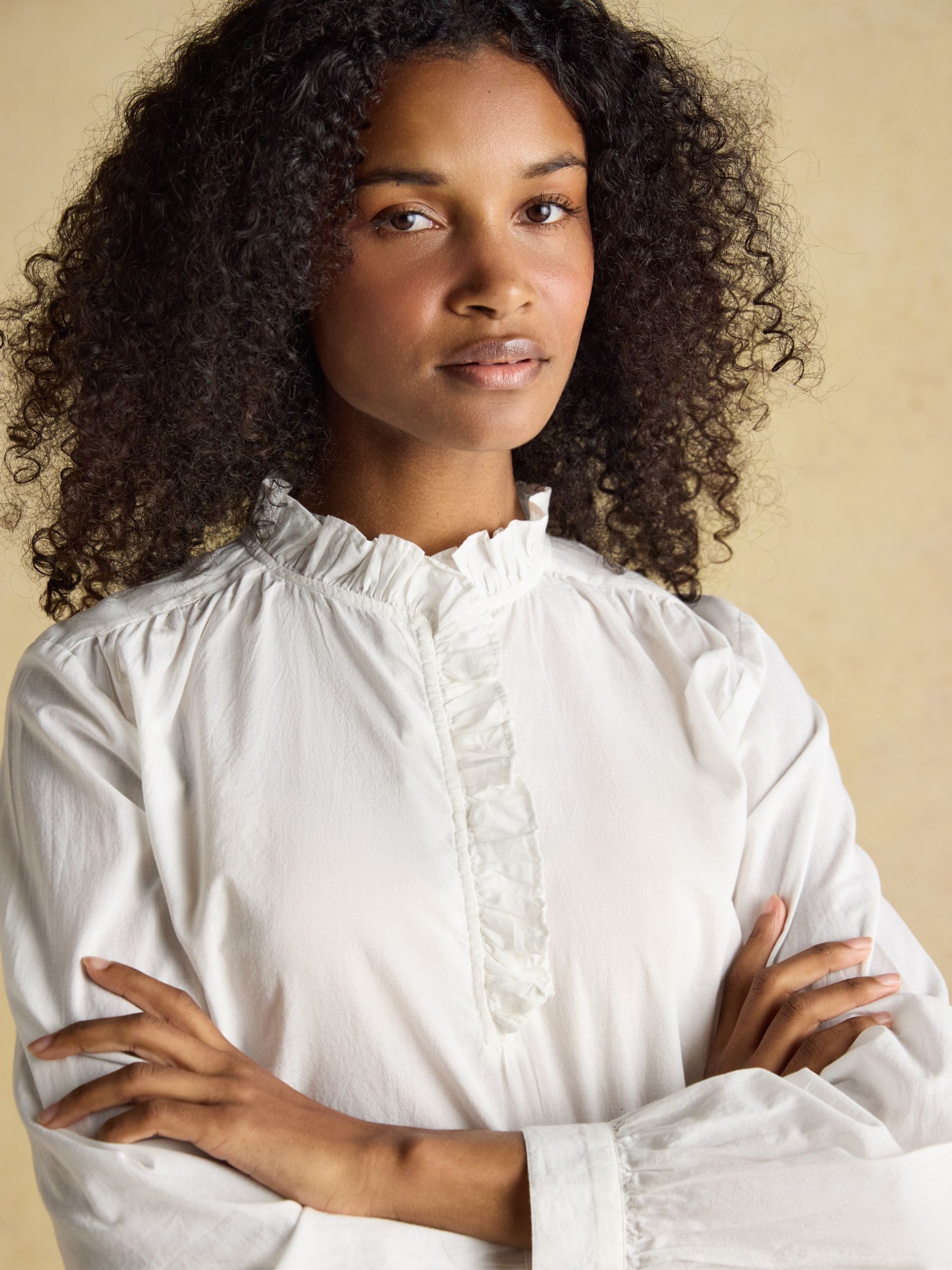 Melanie White Ruffle Collar Long Sleeve Blouse - Image 3 of 7
