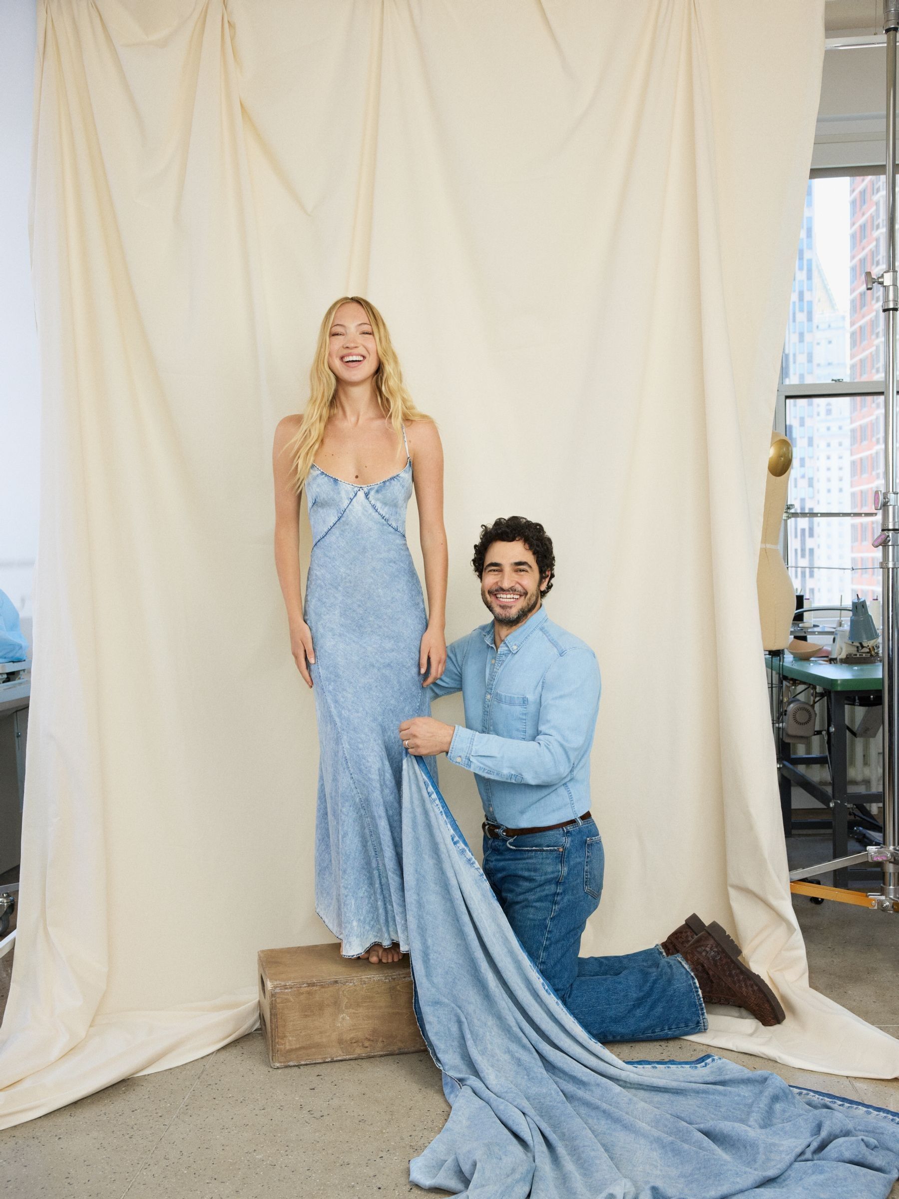 GapStudio Blue Draped Denim Slip Maxi Dress - Image 7 of 8
