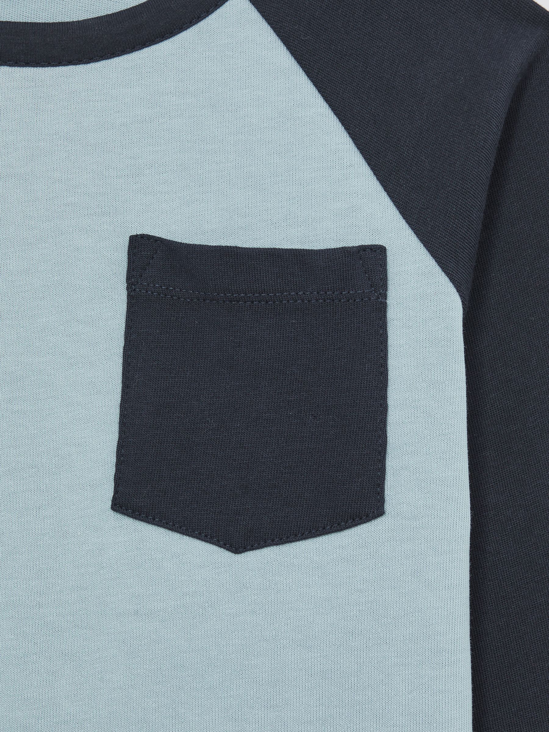 13-14 yrs Cotton Colour-Block Long-Sleeve T-Shirt in Navy Blue - Image 4 of 4