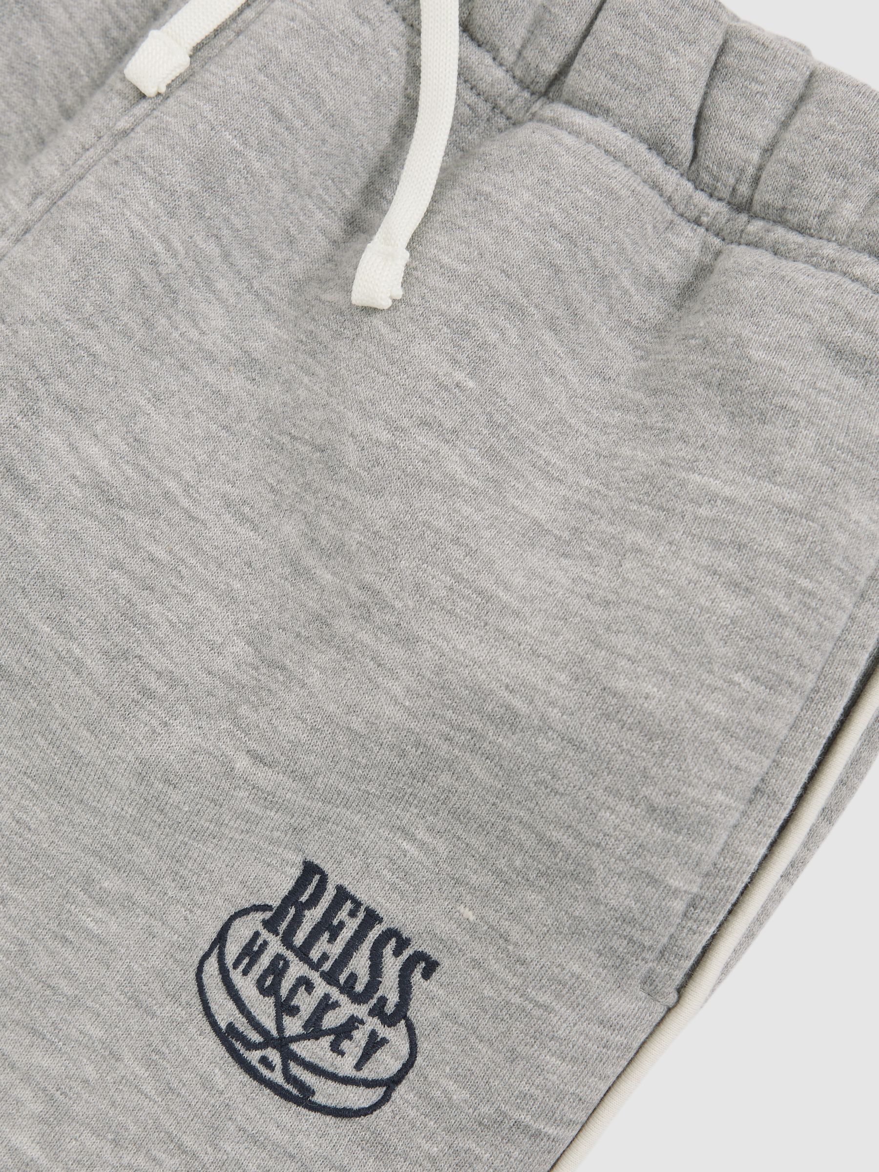9-13 yrs Cotton-Blend Hockey Joggers with Contrast Piping in Grey Melange - Image 4 of 4