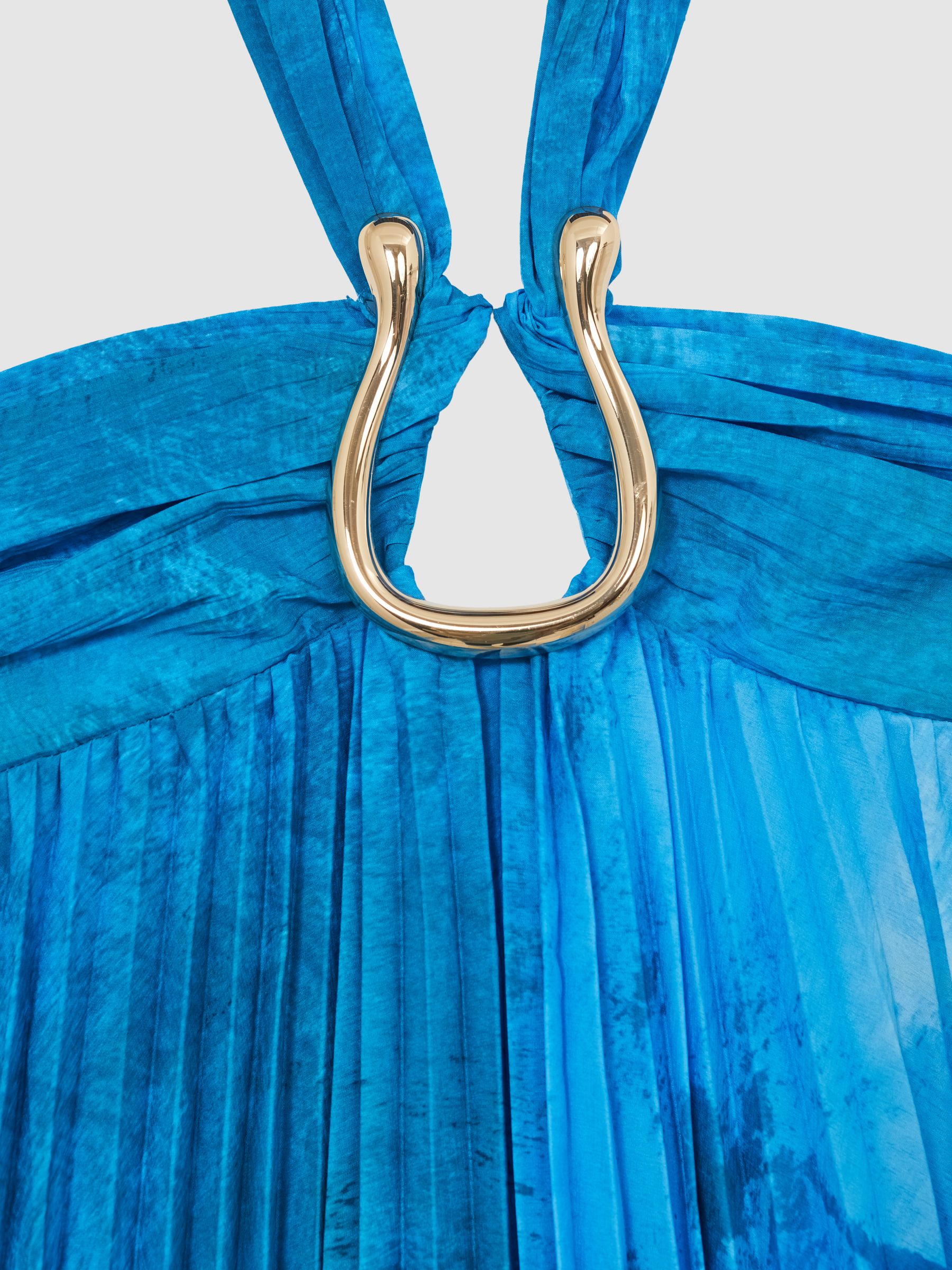 Acler Abstract-Print Pleated Maxi Dress in Blue - image 5