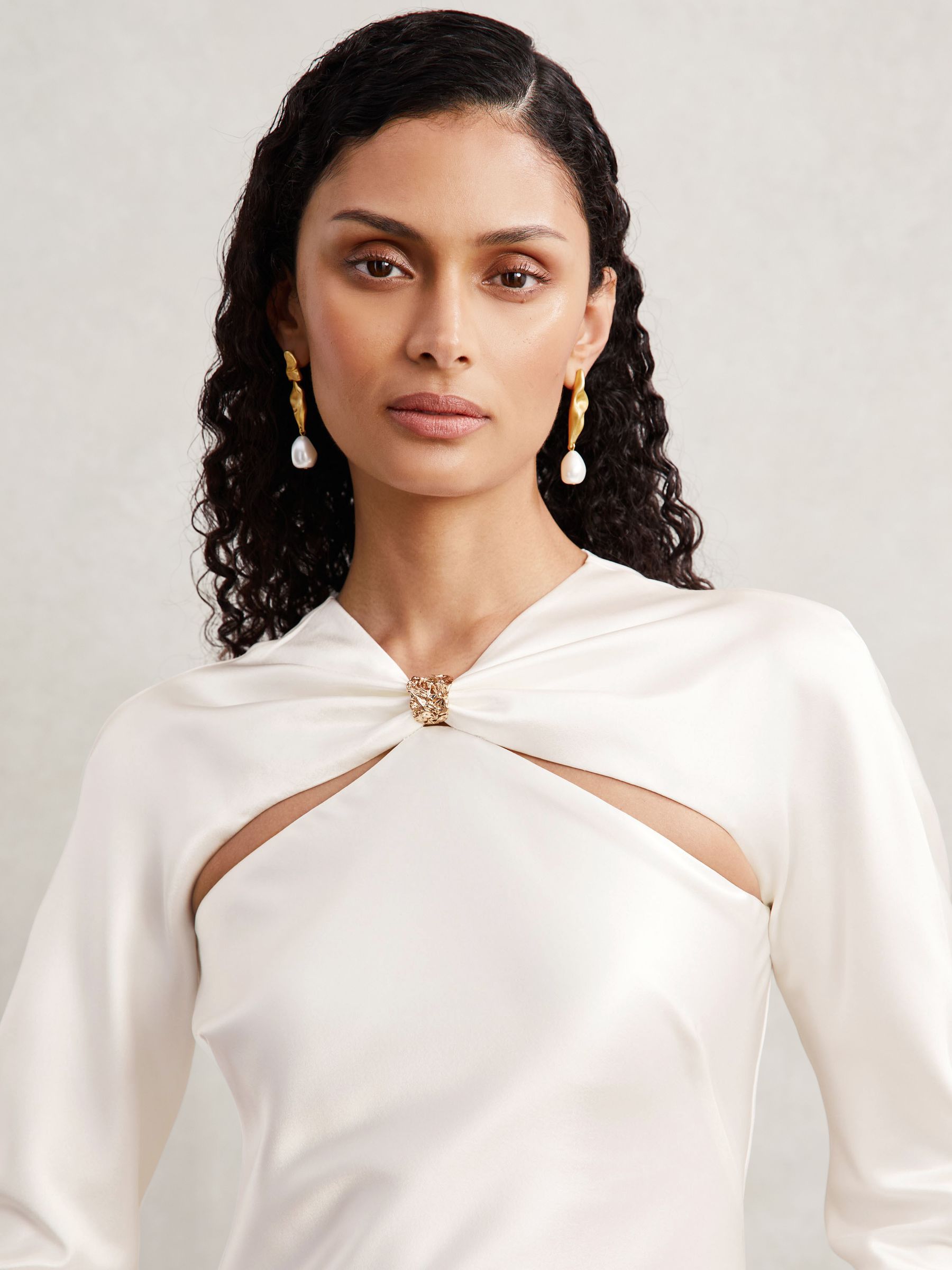 Reiss Acler Satin Cut-Out Gown in Ivory | REISS