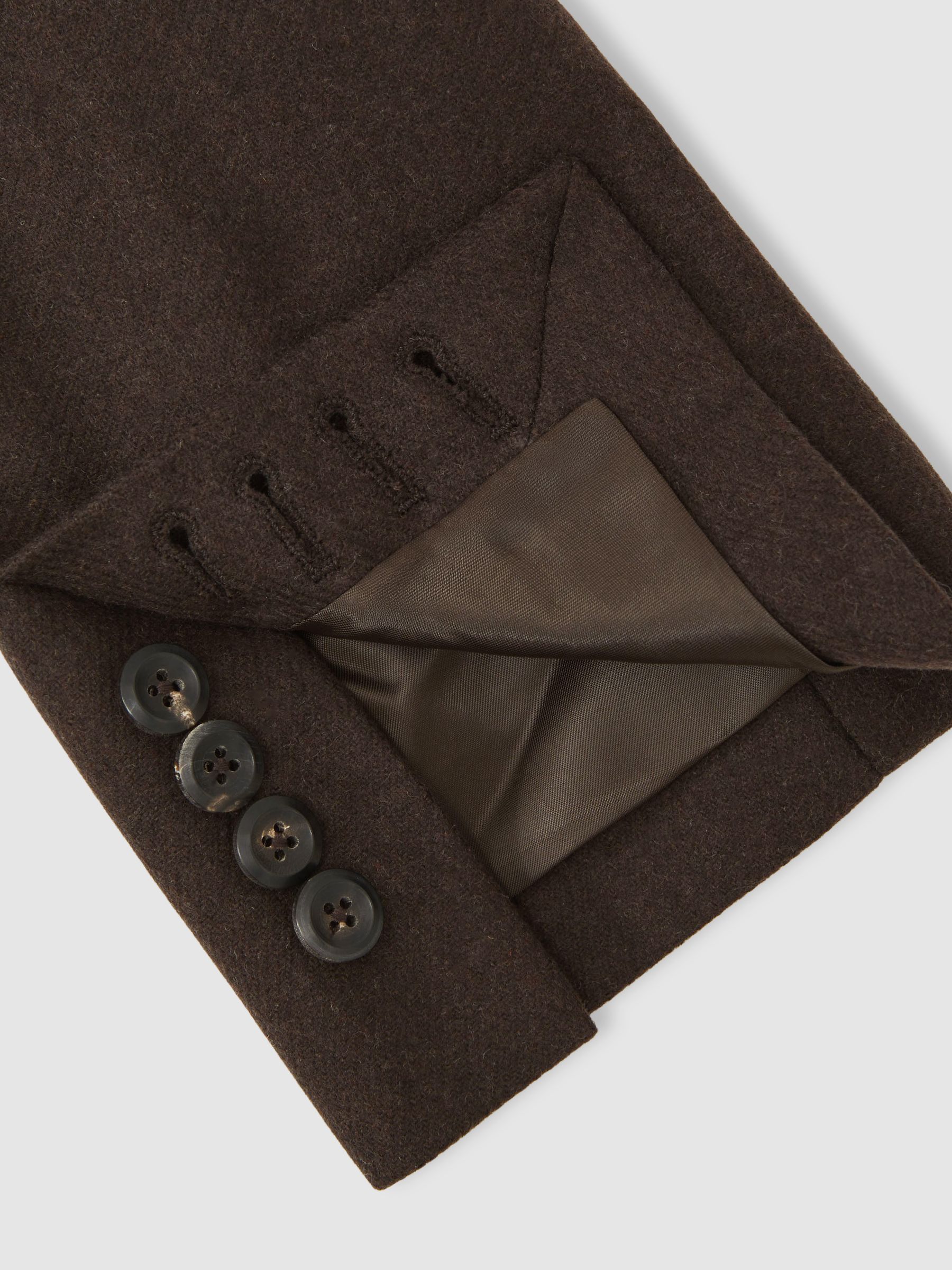 Flannel Single-Breasted Blazer Tailored-Fit with Wool in Chocolate Brown - image 4
