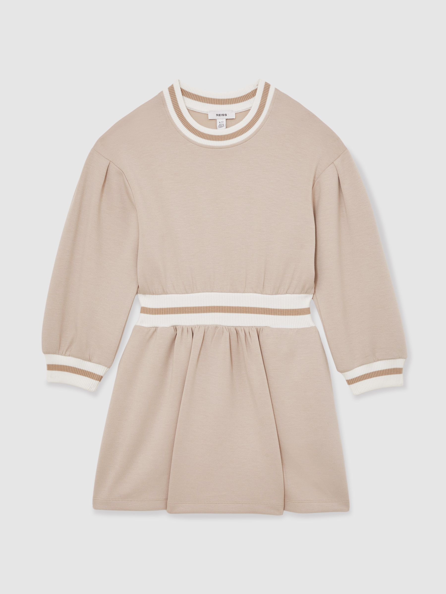 3-9 yrs Stripe-Trim Sweatshirt Dress in Neutral - Image 2 of 4