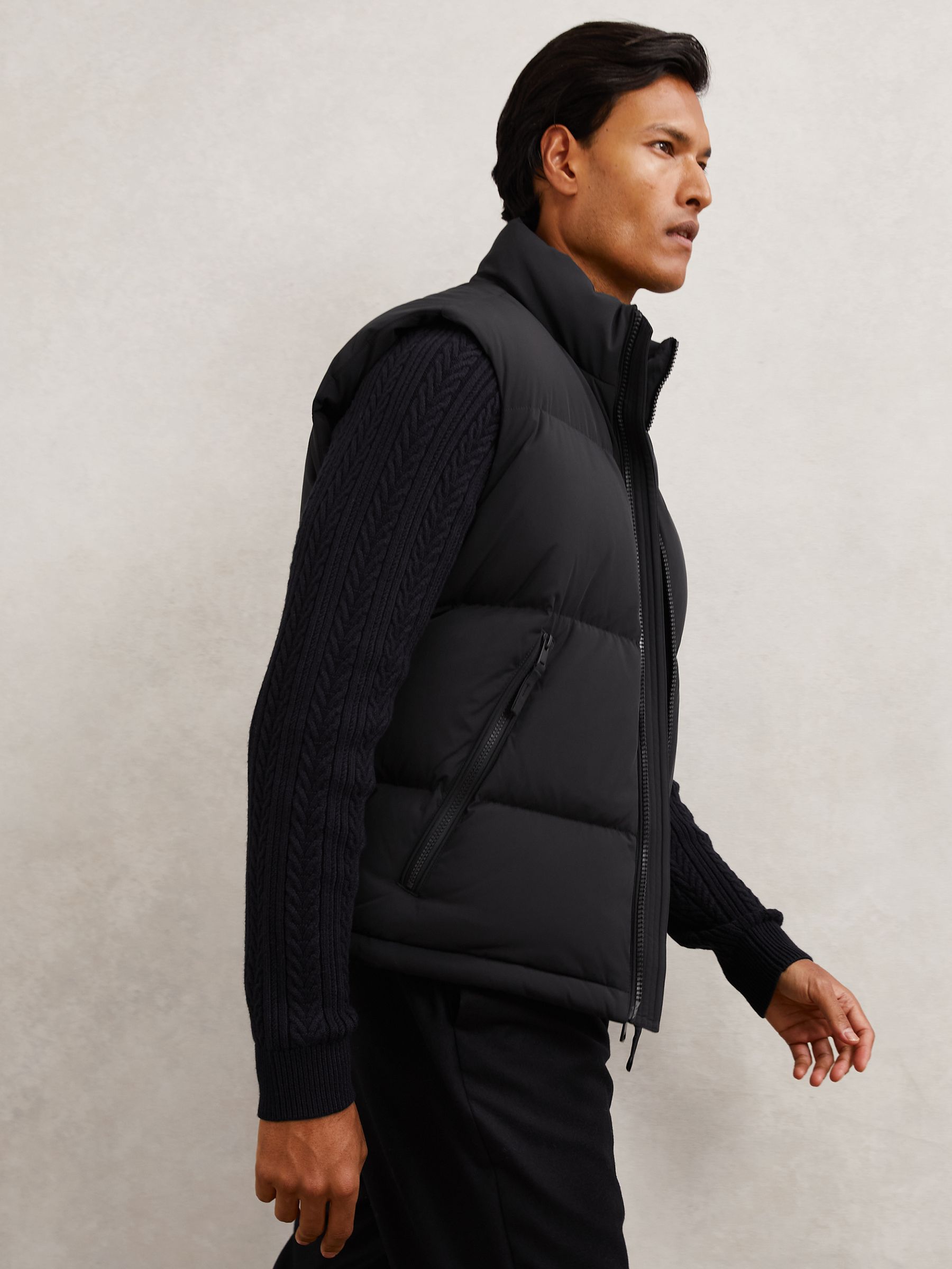 Quilted Zip-Through Puffer Gilet in Navy - Image 3 of 7