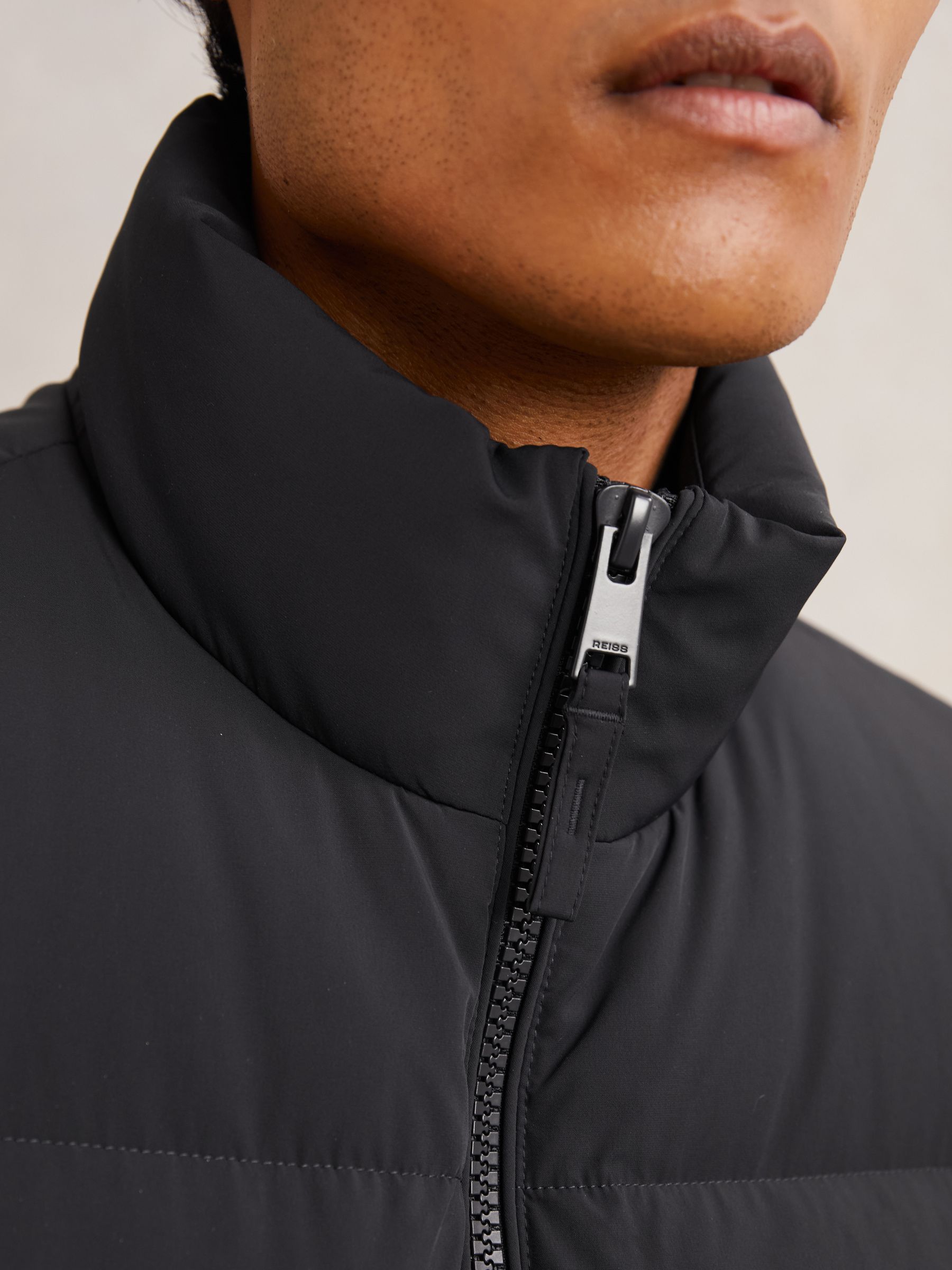 Quilted Zip-Through Puffer Gilet in Navy - Image 4 of 7