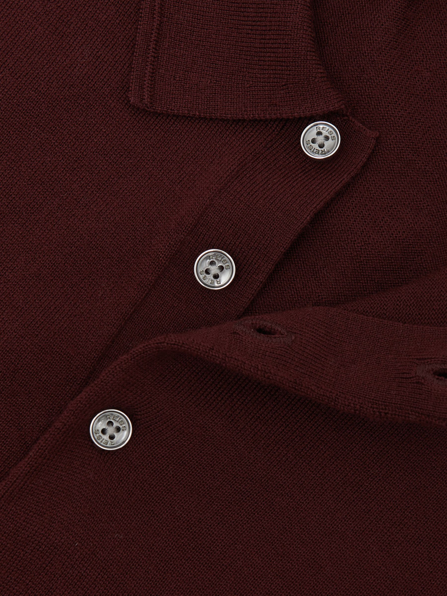 Merino Wool Polo Shirt in Port Red - Image 6 of 6