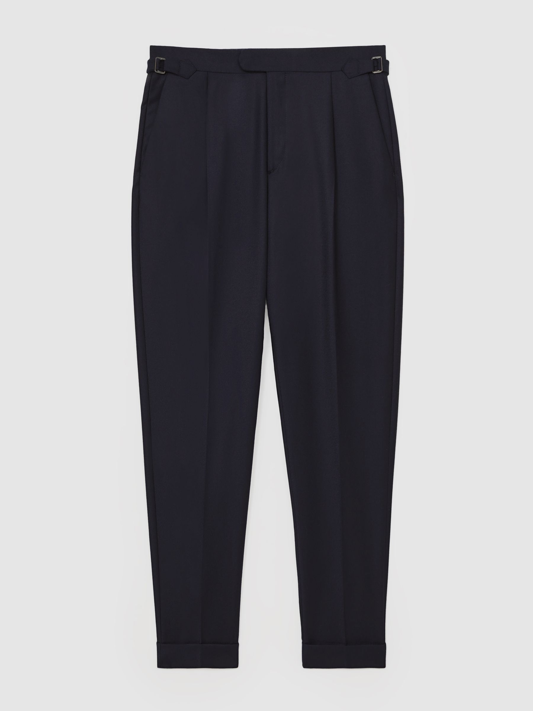 Cotton-Blend Tapered Trousers in Navy - Image 2 of 6