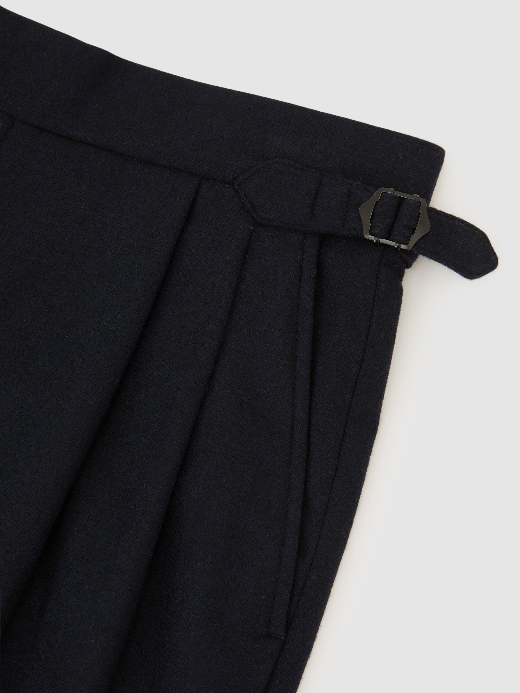 Wool-Blend Flannel Wide-Leg Trousers in Navy - image 3