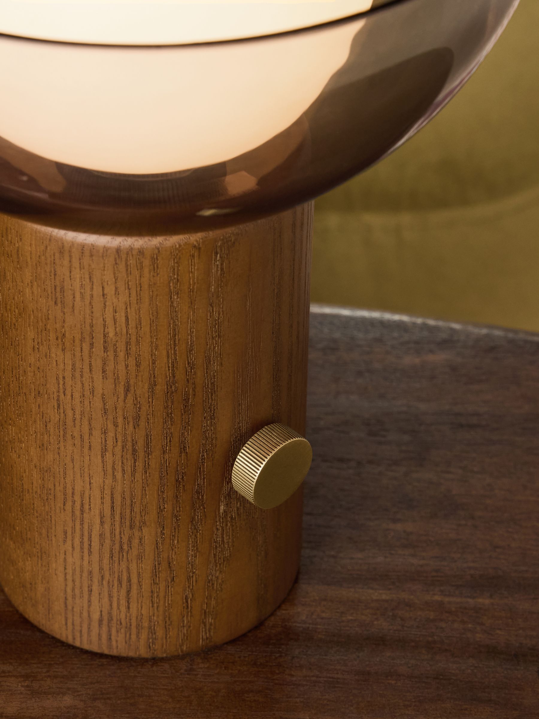 Layla Table Lamp in Dark Wood - Image 3 of 5