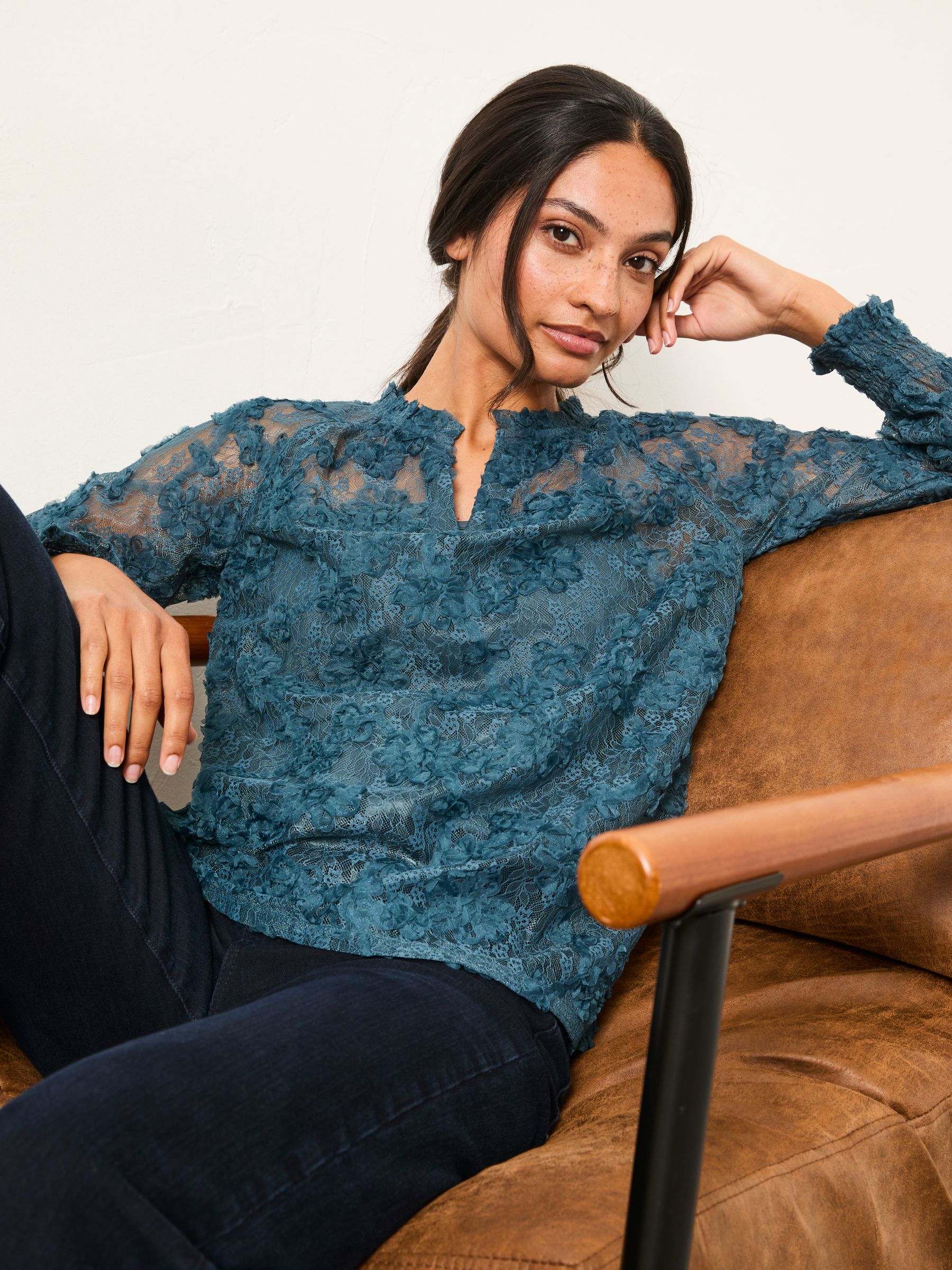 Flo Blue Navy Lace Top - Image 3 of 5