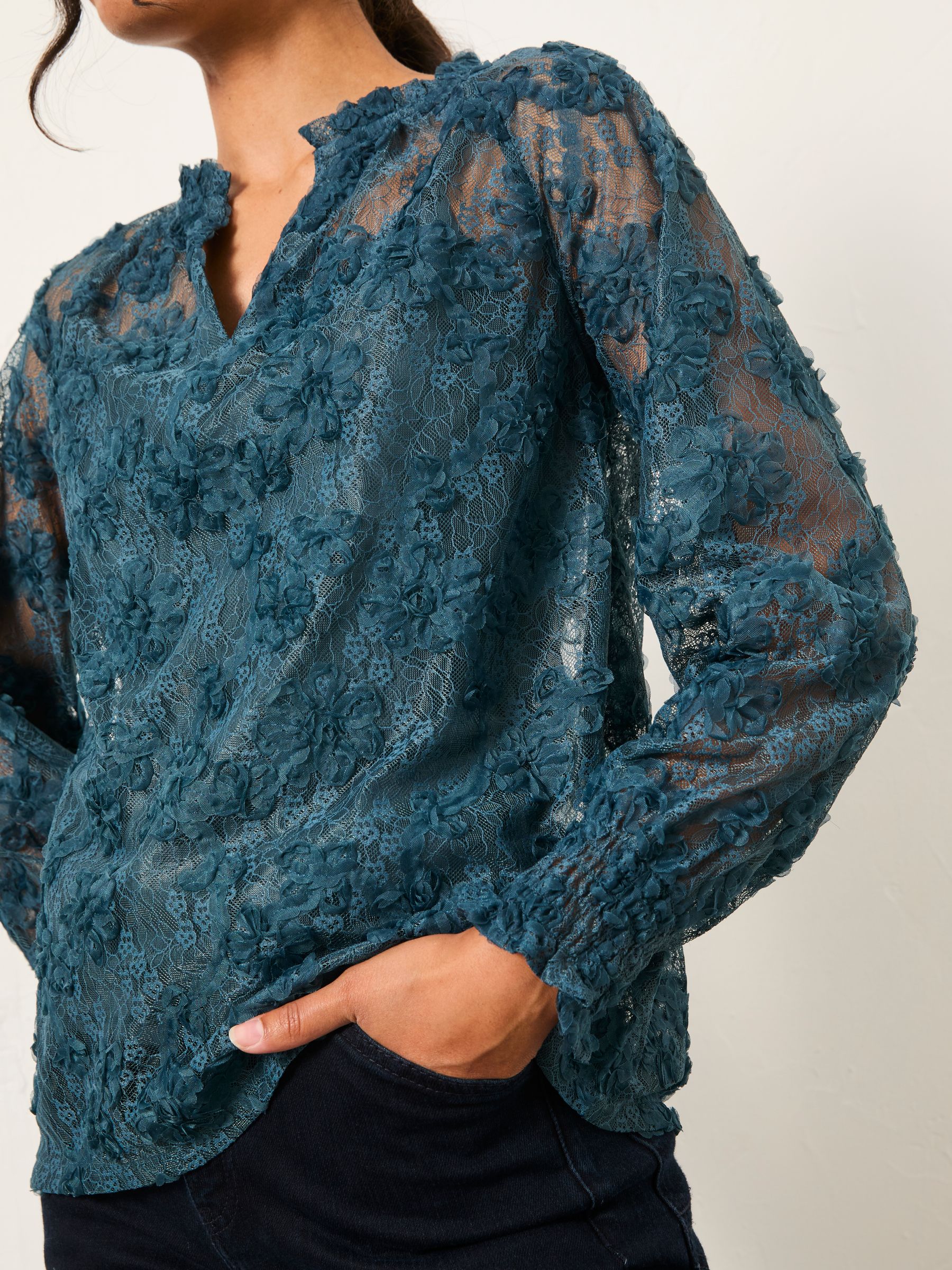 Flo Blue Navy Lace Top - Image 4 of 5
