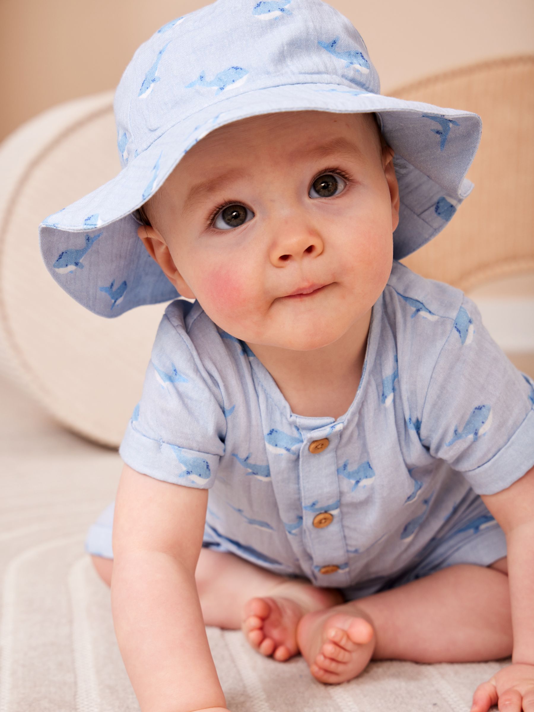 Blue Woven Printed Romper - Image 1 of 8