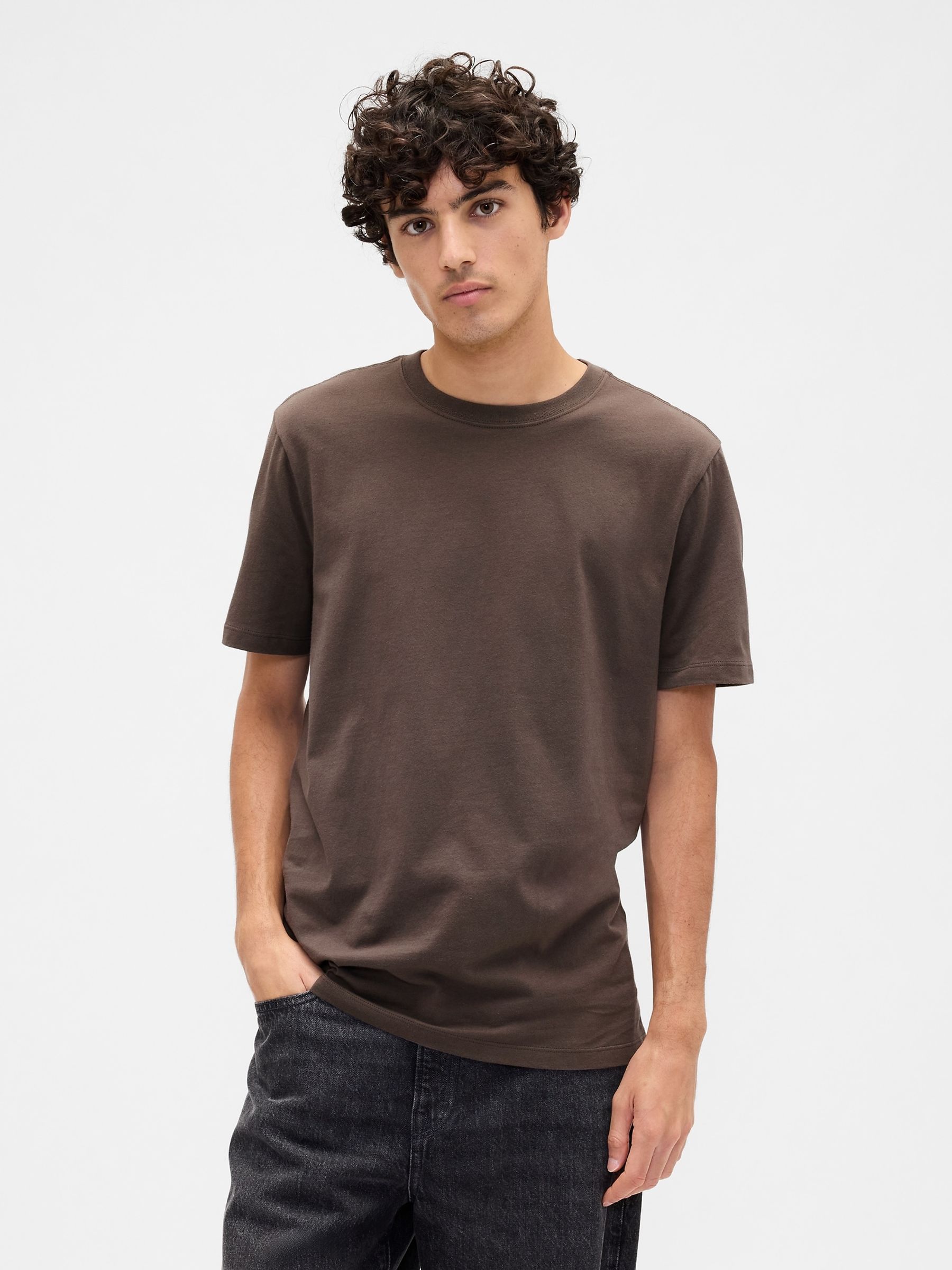 Brown Everyday Soft Crew Neck T-Shirt - Image 1 of 5