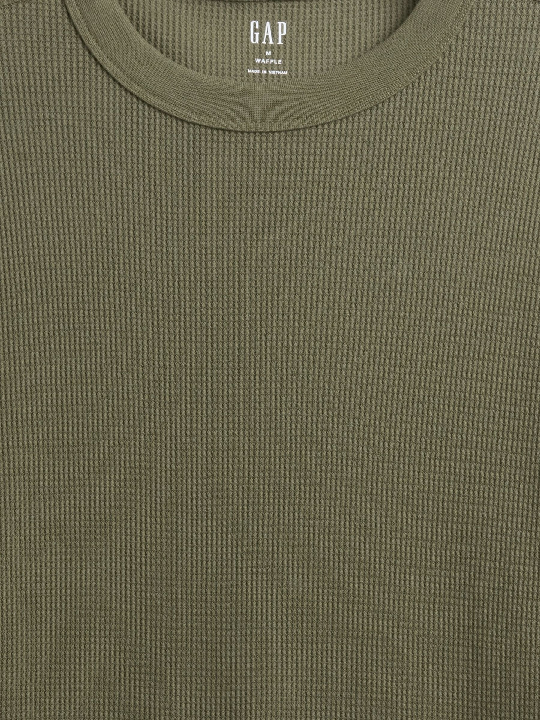 Green Waffle Knit Crew Neck T-Shirt - Image 4 of 4