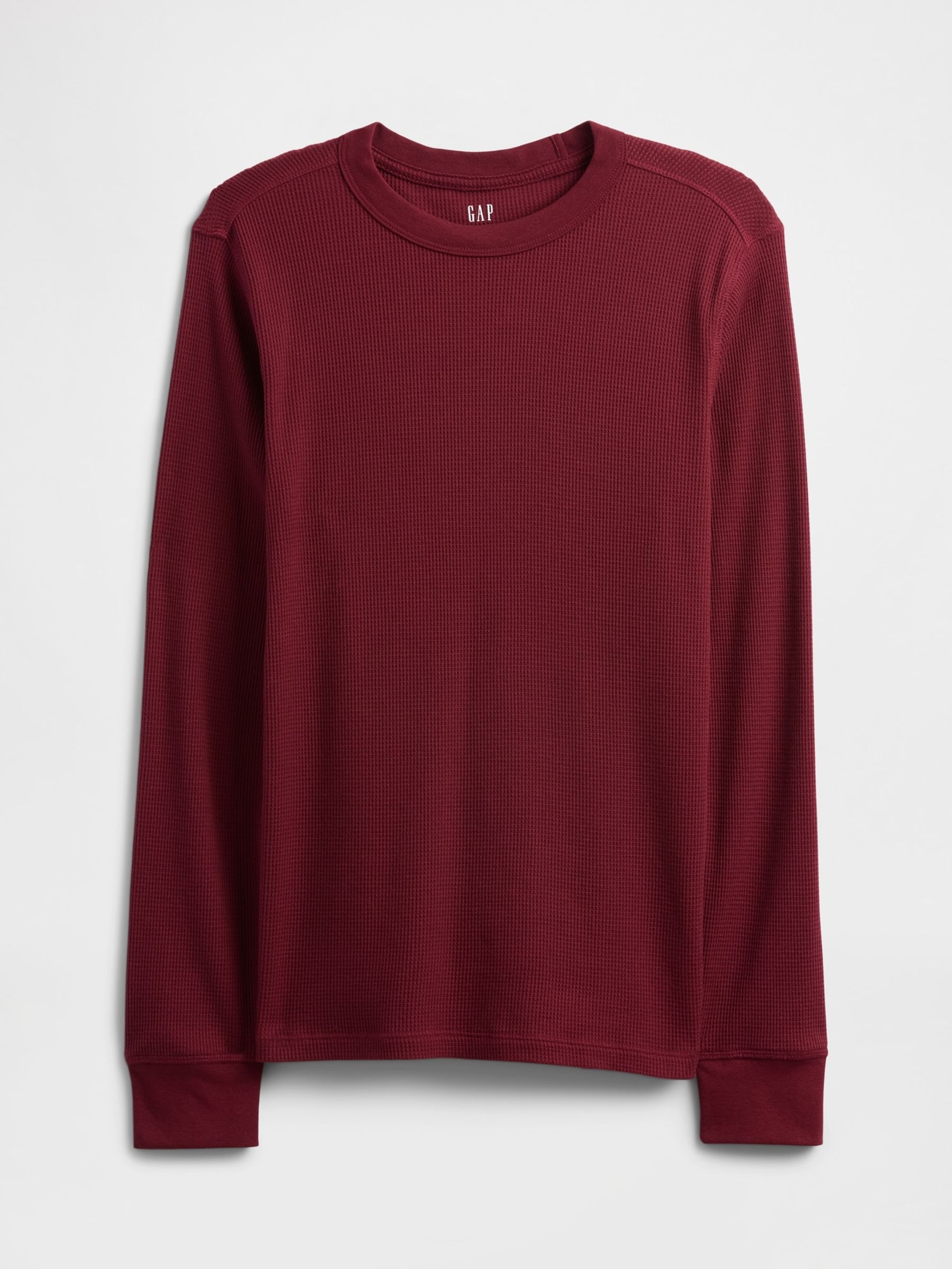 Red Waffle Knit Crew Neck T-Shirt - Image 3 of 4