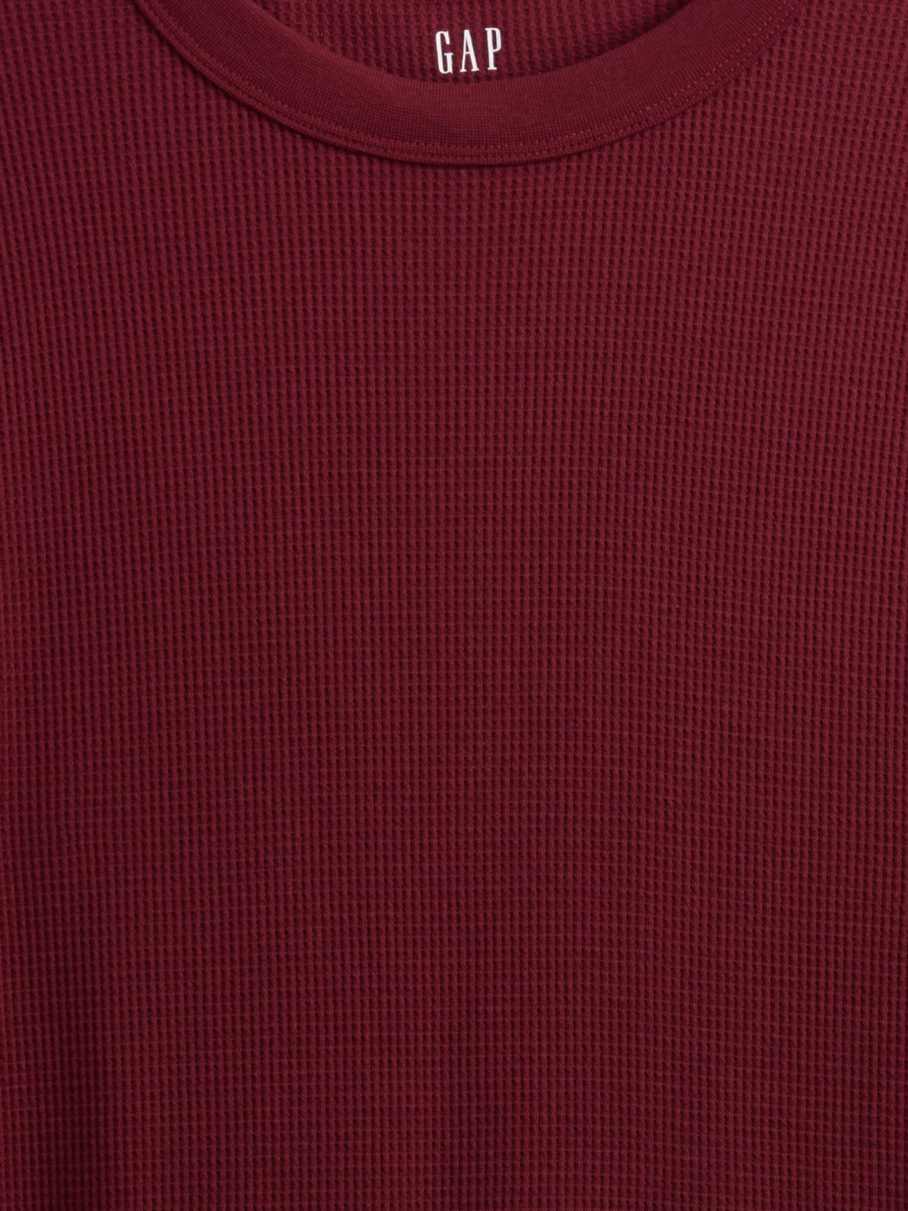 Red Waffle Knit Crew Neck T-Shirt - Image 4 of 4 Red Waffle Knit Crew Neck T-Shirt - Image 4 of 4