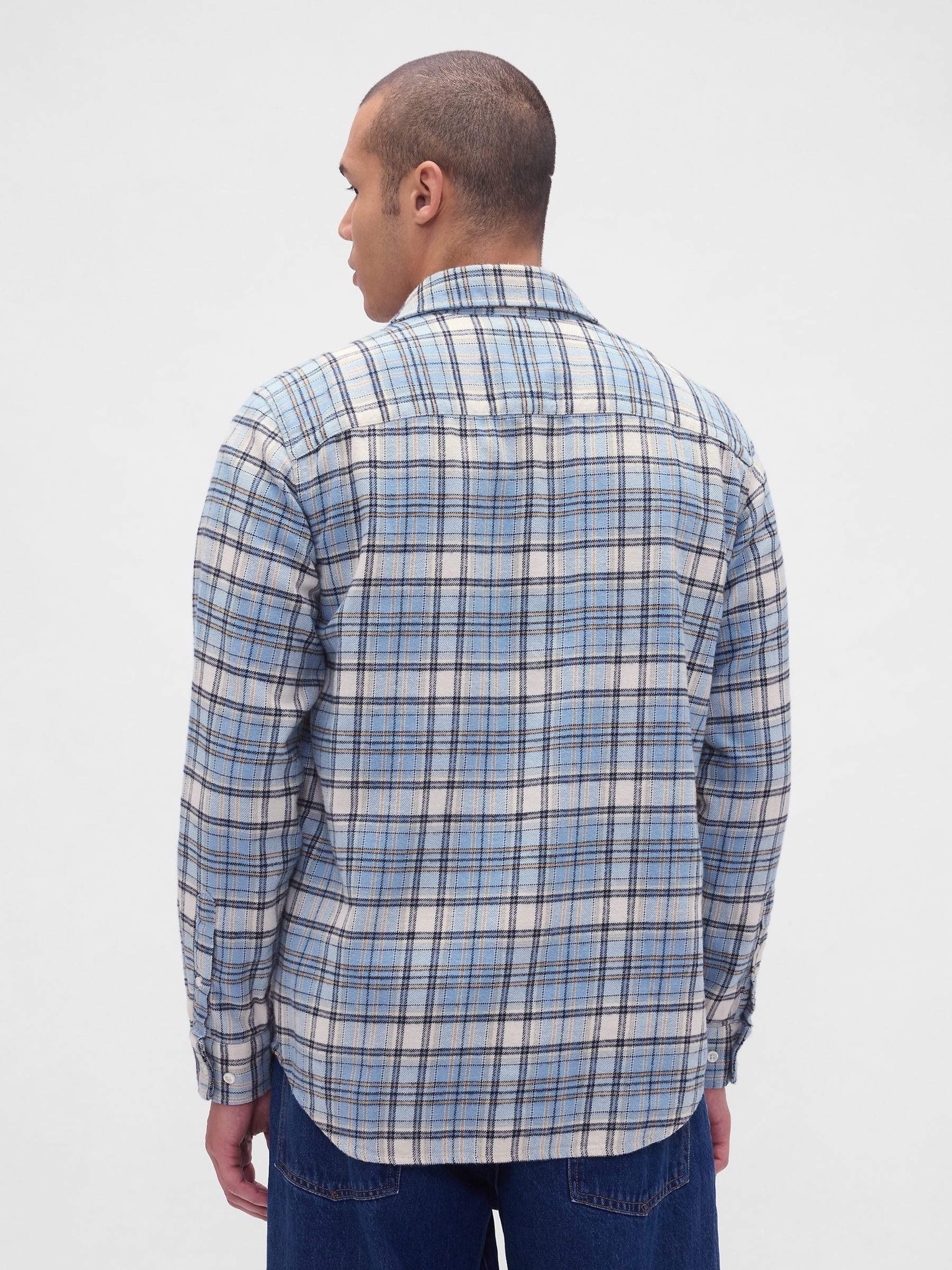 Light Blue Cotton Relaxed Flannel Shirt - Image 2 of 4