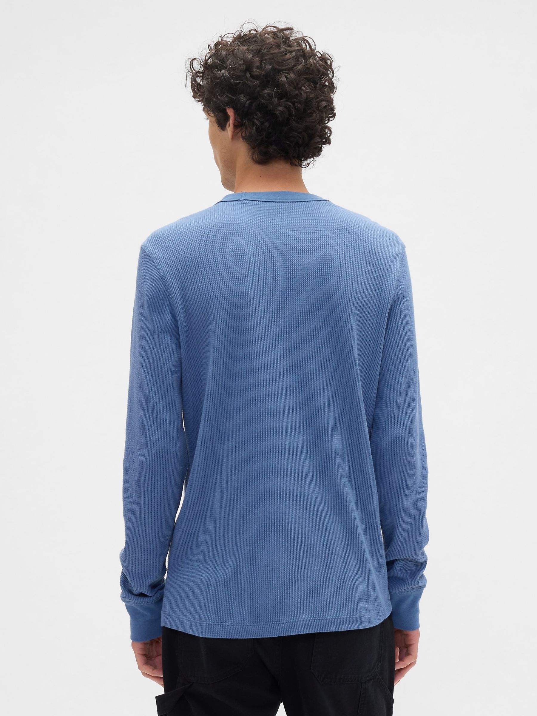 Blue Waffle Knit Crew Neck T-Shirt - Image 2 of 5