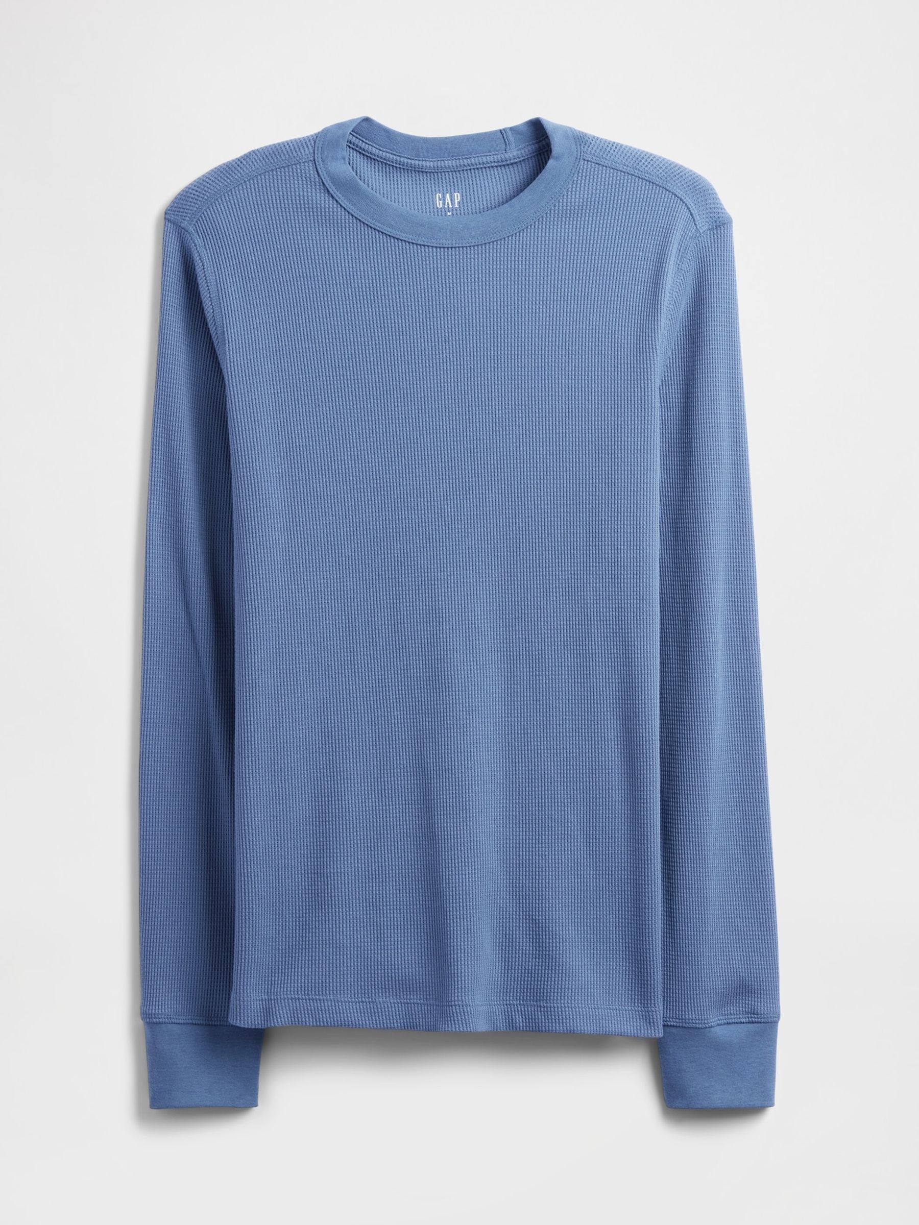 Blue Waffle Knit Crew Neck T-Shirt - Image 4 of 5