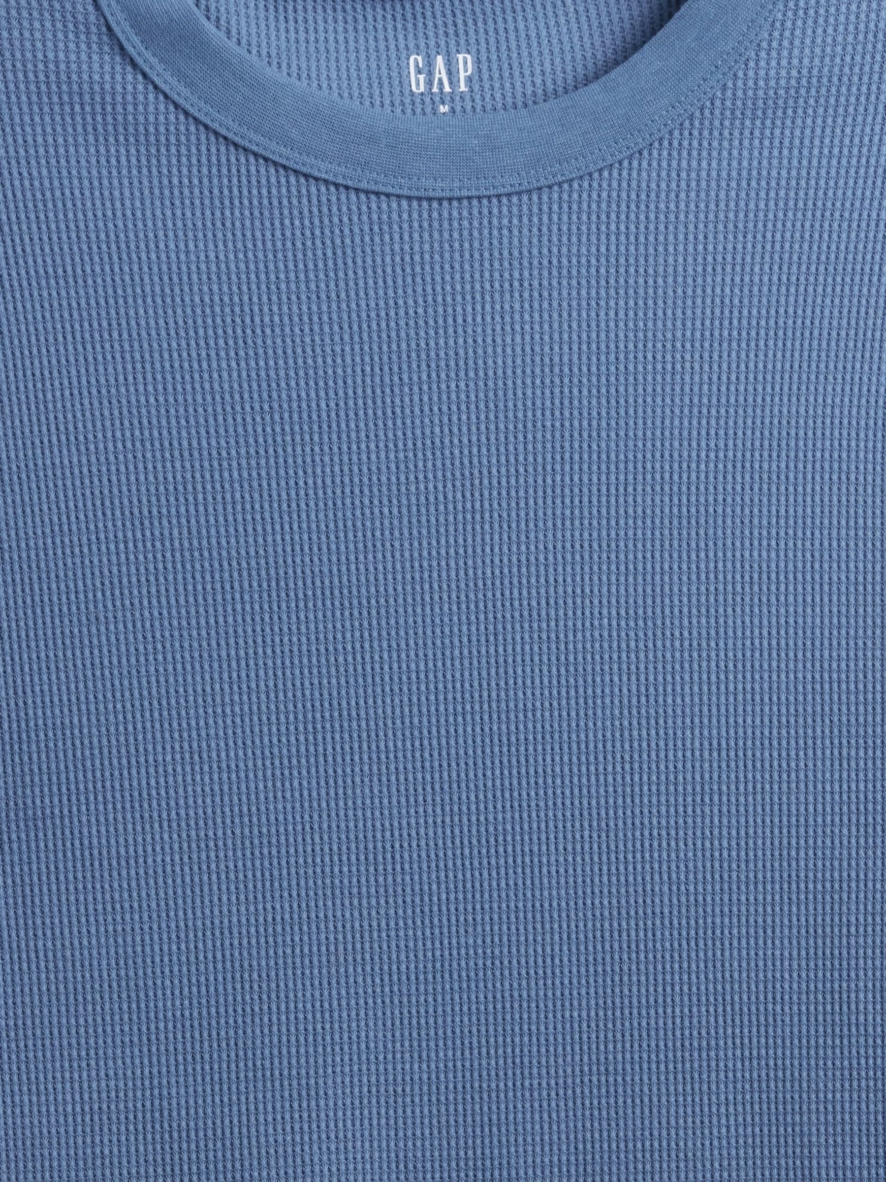 Blue Waffle Knit Crew Neck T-Shirt - Image 5 of 5