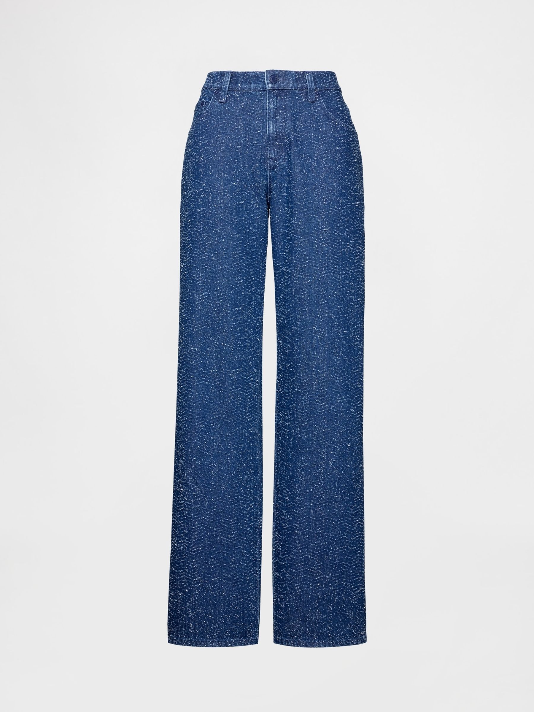 Mid Wash Blue Low Rise Denim Tweed Loose Jeans - Image 5 of 5