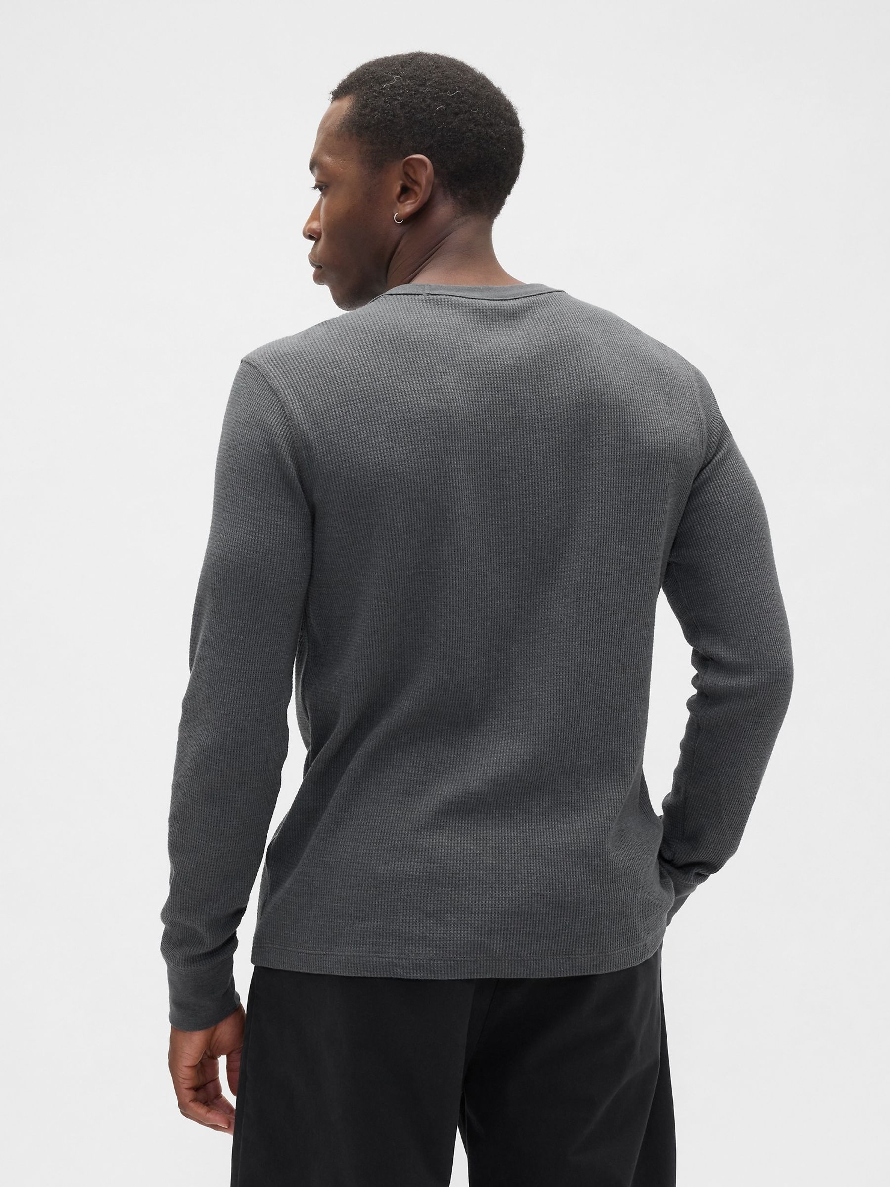 Grey Waffle Knit Crew Neck T-Shirt - Image 2 of 4