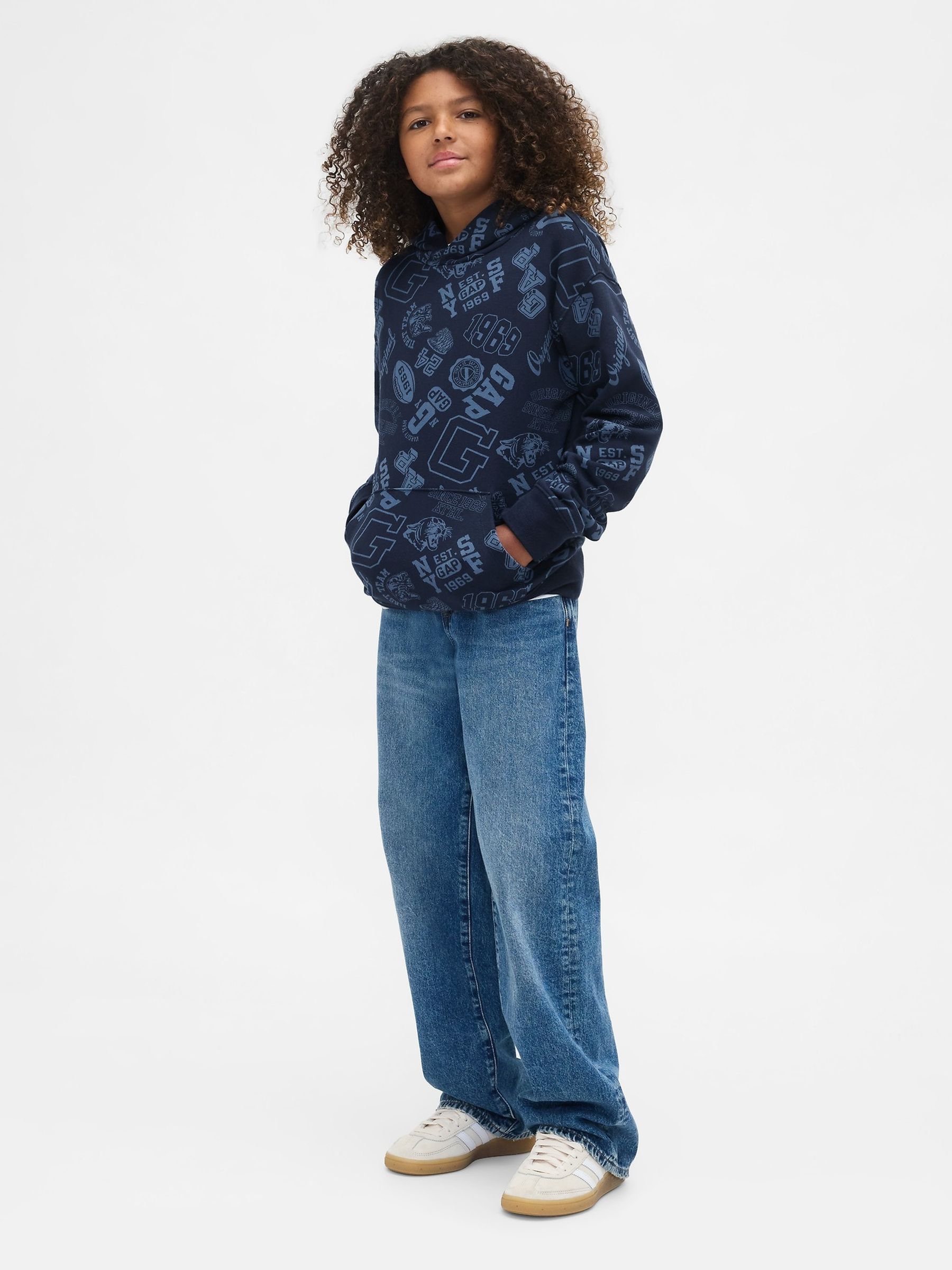 Blue Relaxed Print Hoodie - Image 3 of 5