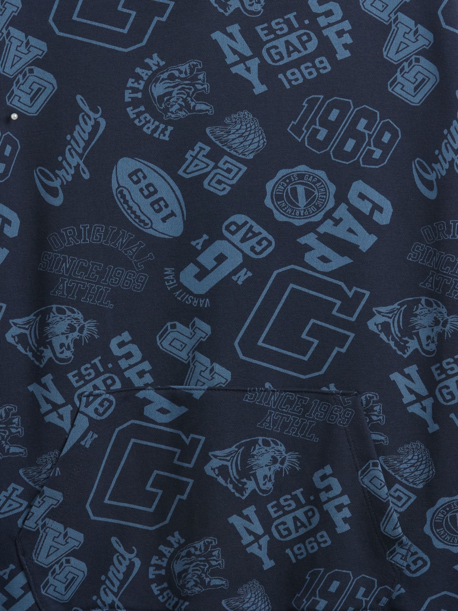Blue Relaxed Print Hoodie - Image 5 of 5