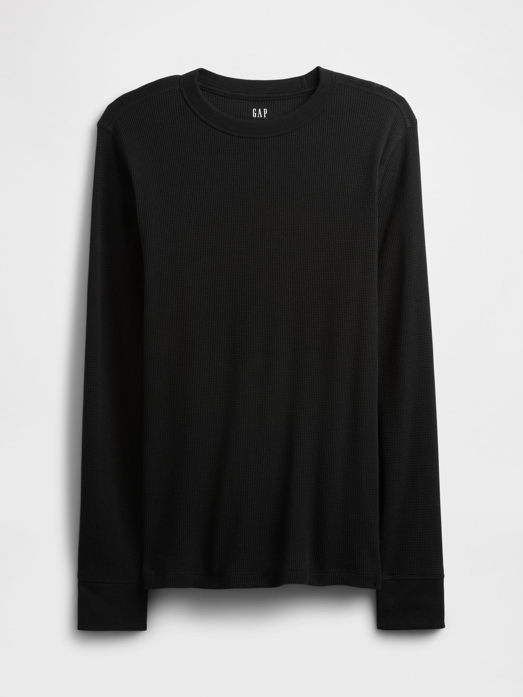 Black Waffle Knit Crew Neck T-Shirt - Image 4 of 4