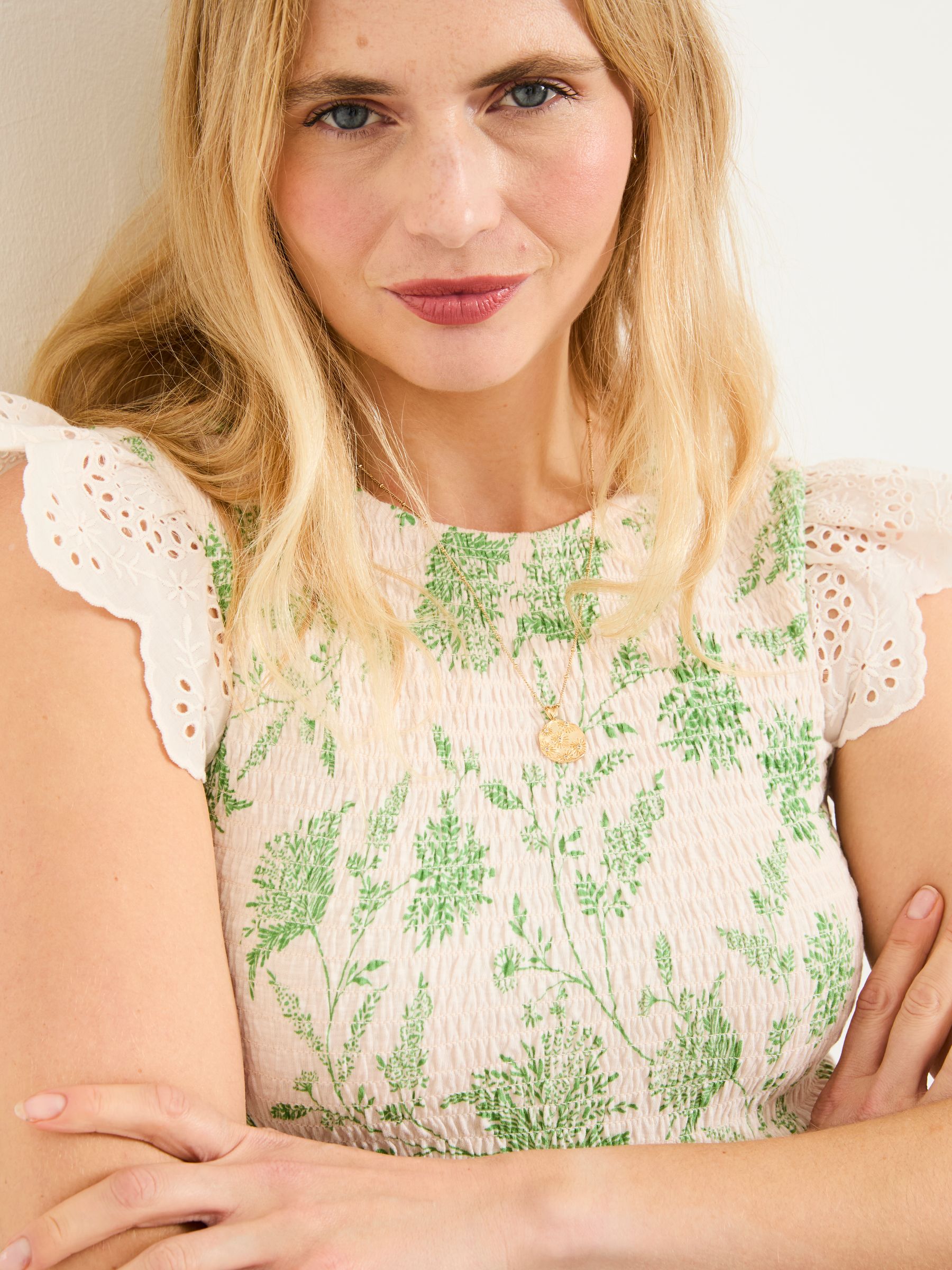 Betty Ivory Summer Meadow Shirred Top - Image 5 of 7