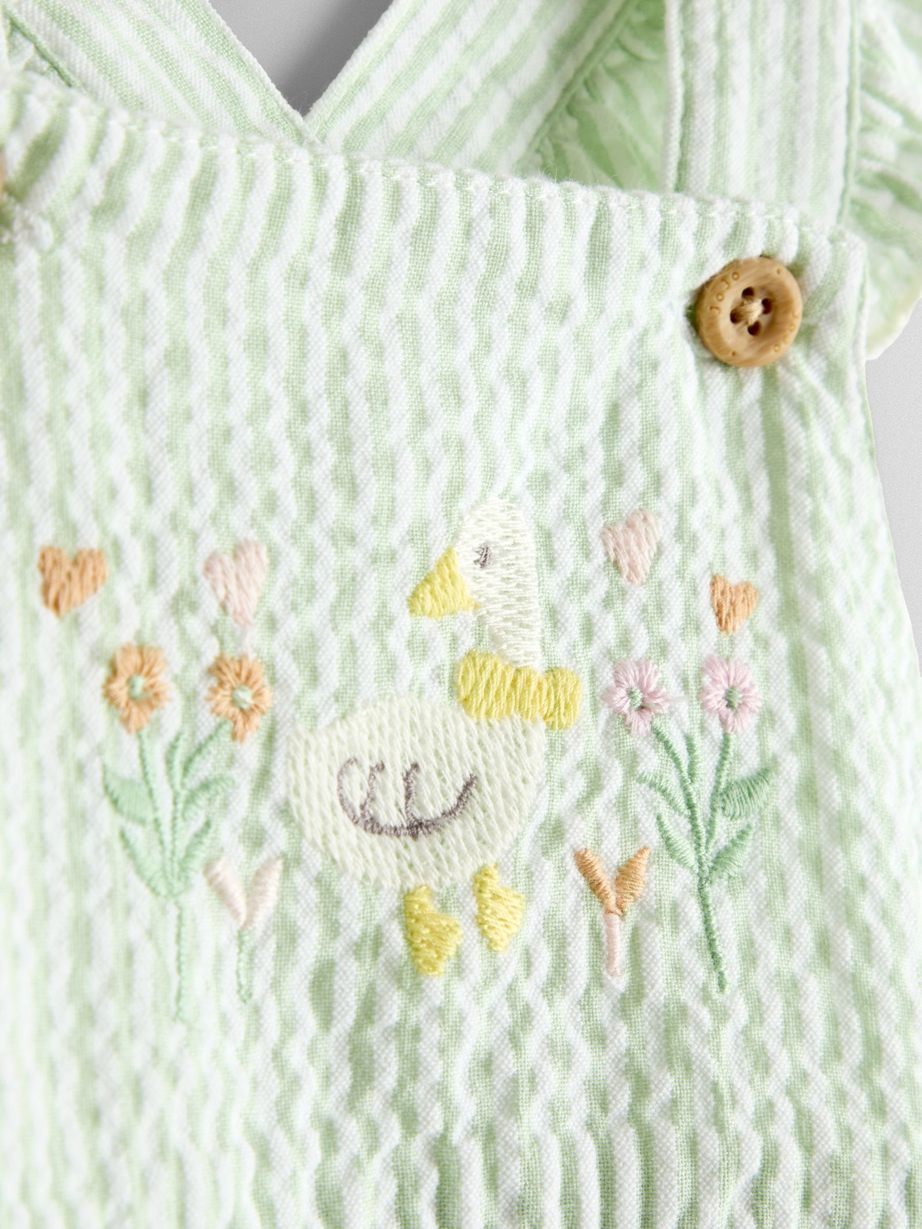 Green Duck Stripe Frill Romper - Image 5 of 5 Green Duck Stripe Frill Romper - Image 5 of 5