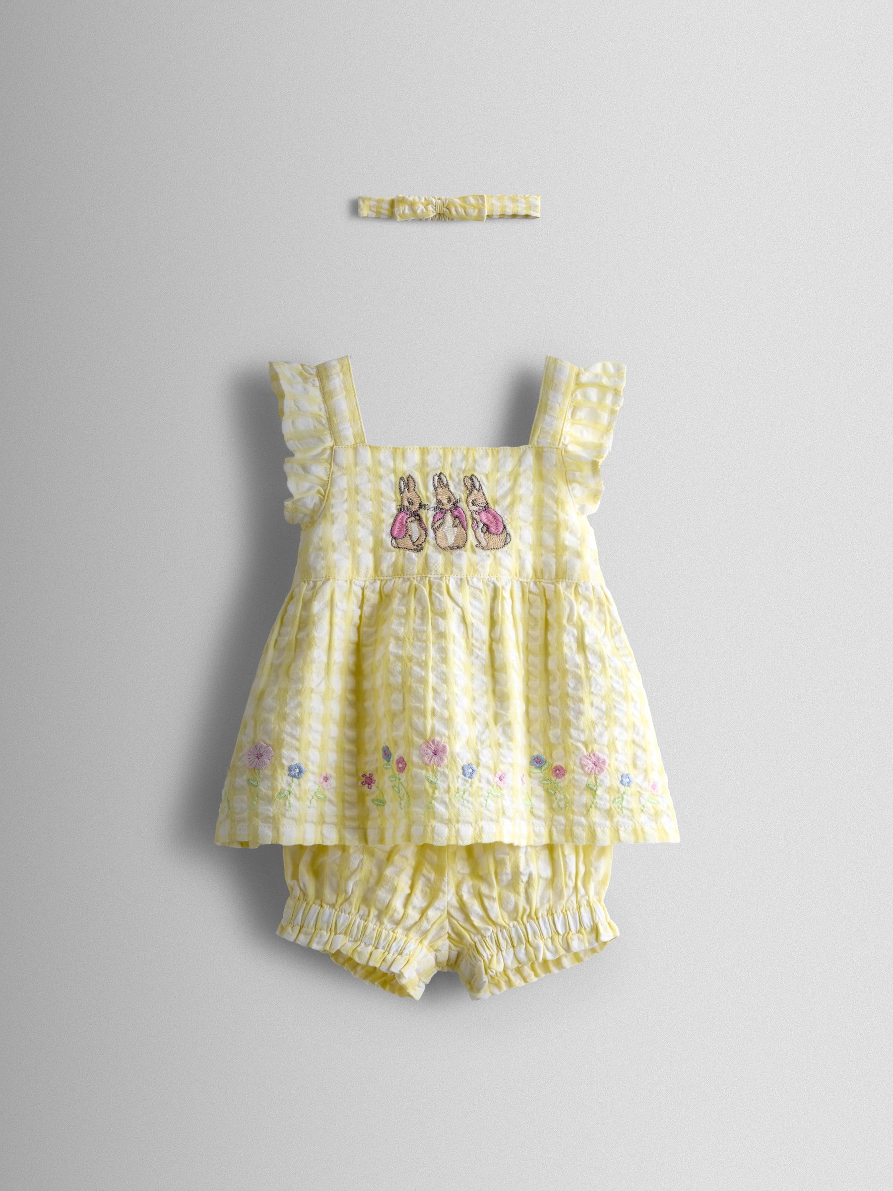 Yellow Flopsy Embroidered Top, Short & Headband Set - Image 2 of 8