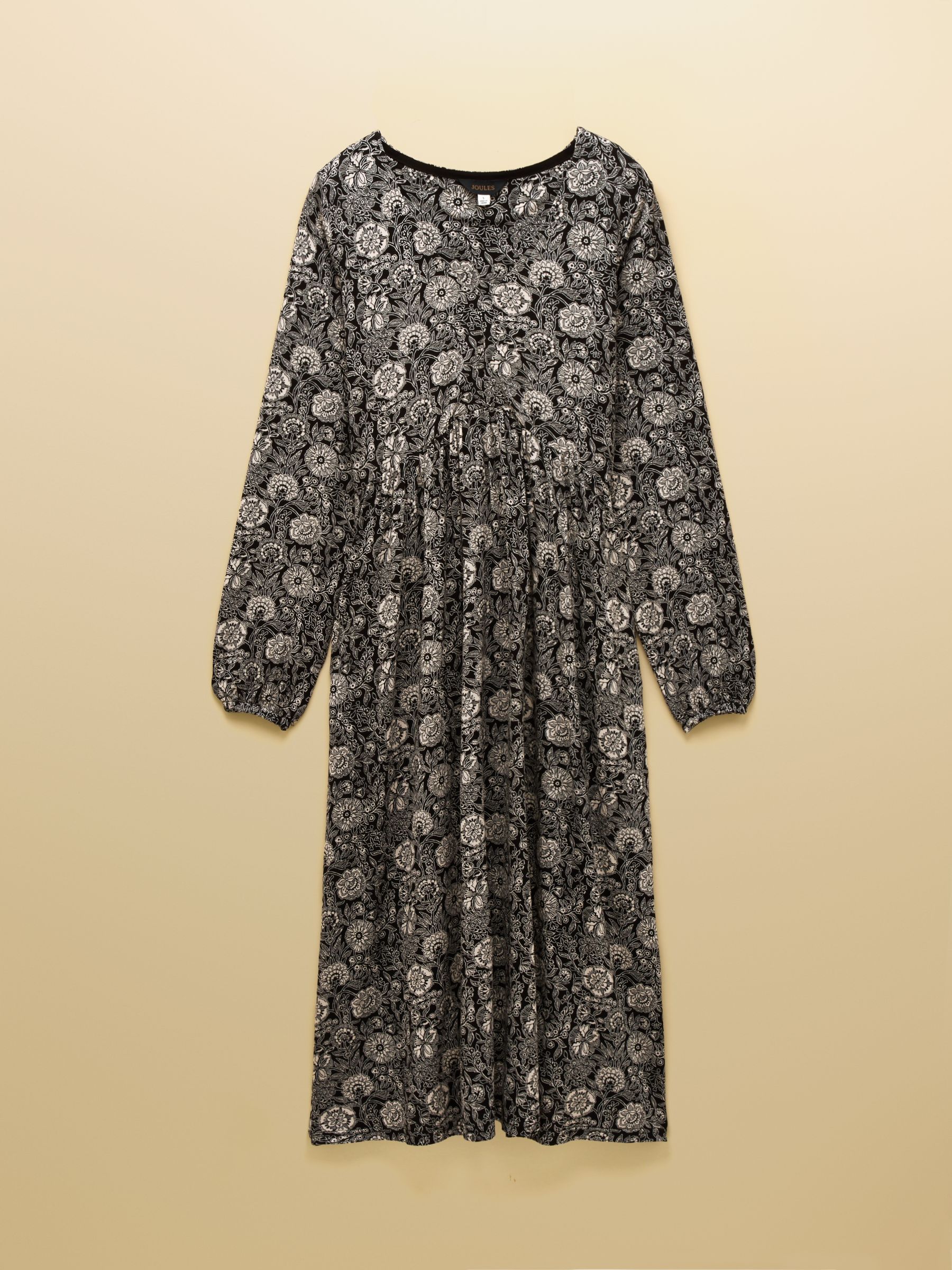 Nia Black Floral V-neck Long Sleeve Midaxi Dress - Image 8 of 8