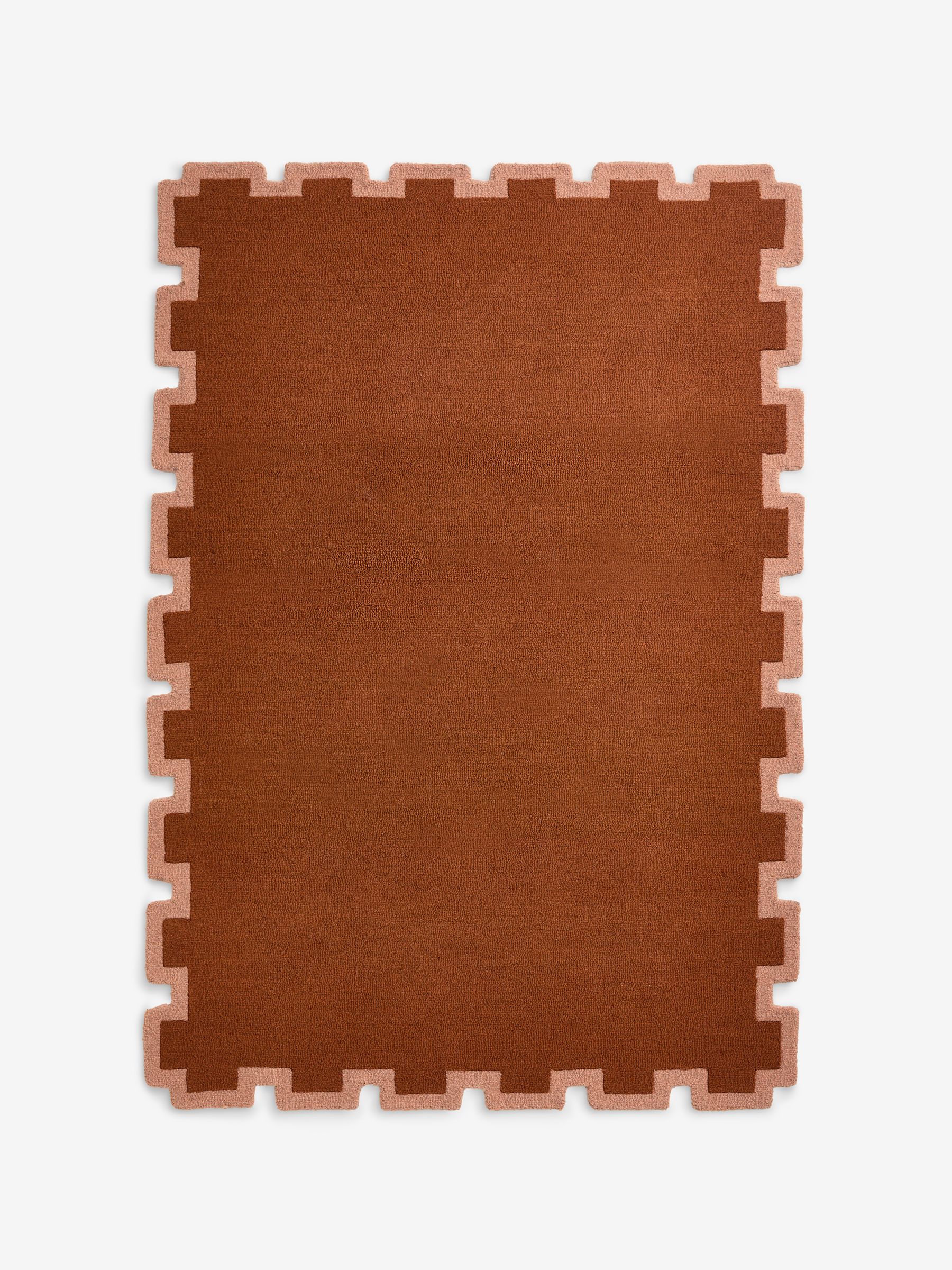 Brodie Border Wool Tufted Rug in Rust Orange - Image 5 of 5