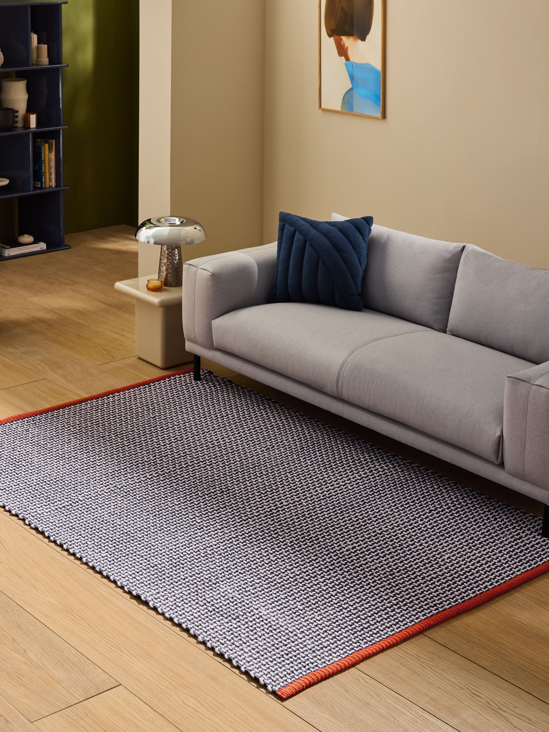 Haden Textured Flatweave Rug in Blue - Image 1 of 5