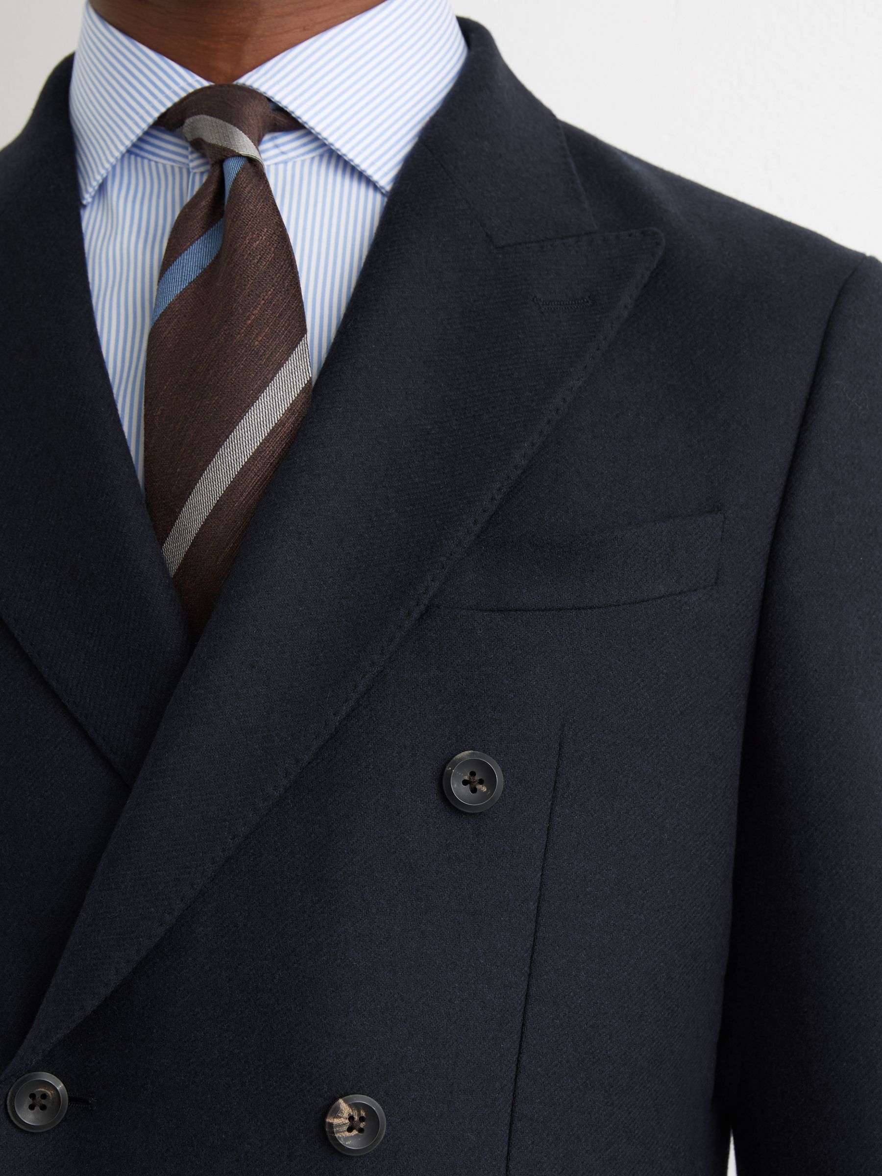 Flannel Double-Breasted Blazer Tailored-Fit with Wool in Navy - Image 4 of 8