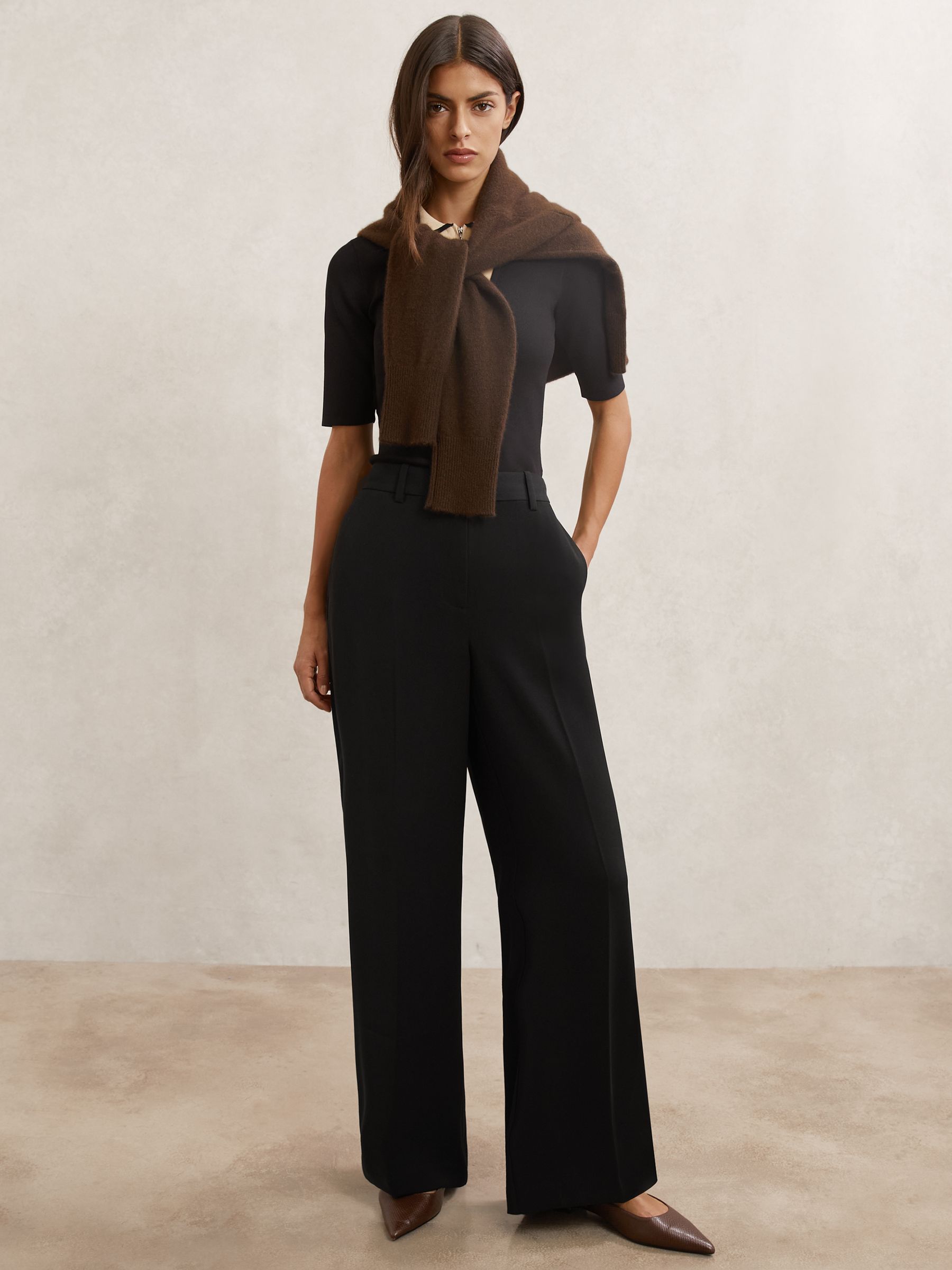 Wide-Leg Tailored Trousers in Black - image 2