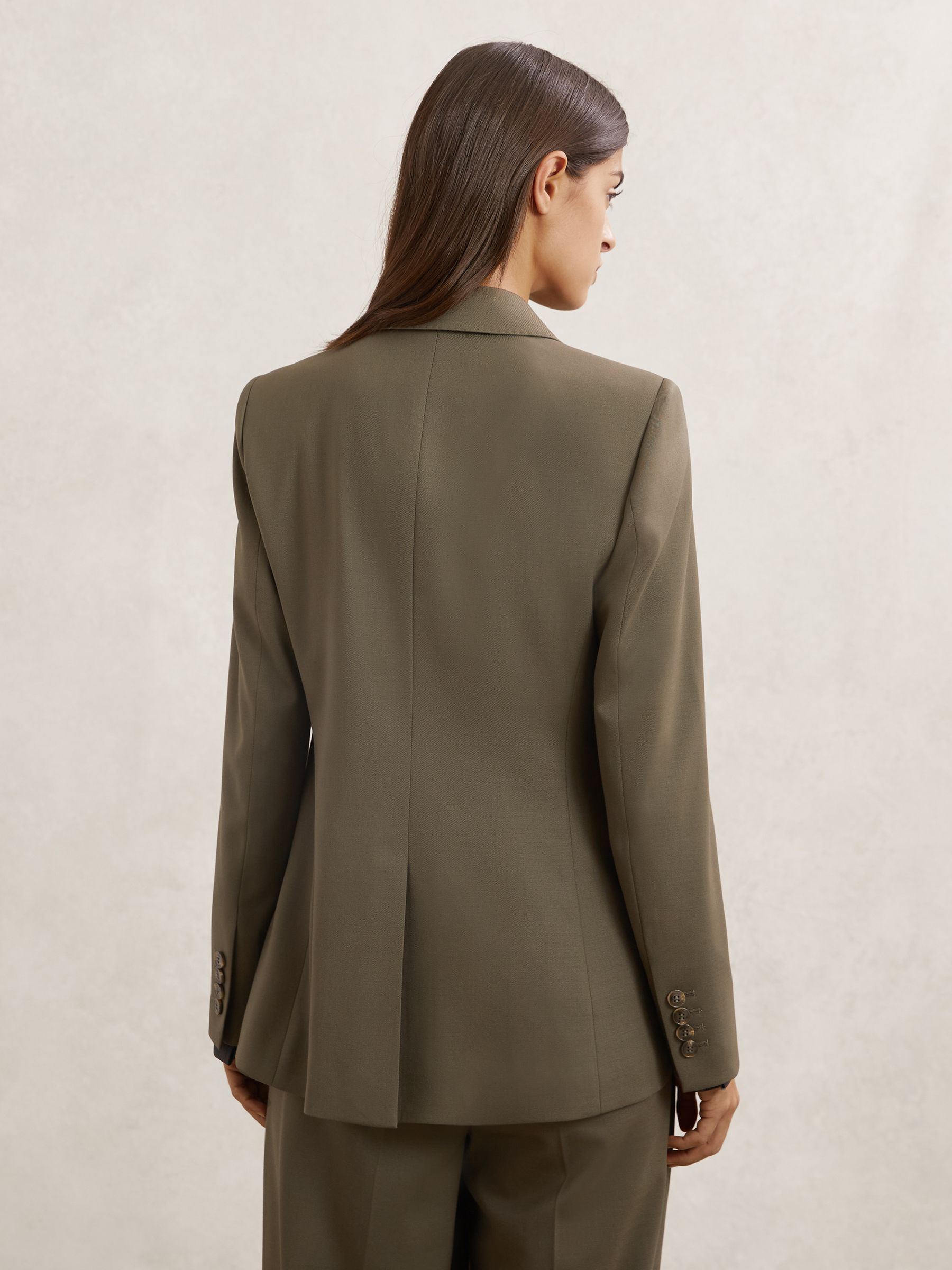 Wool-Blend Double-Breasted Suit Blazer in Green - image 4