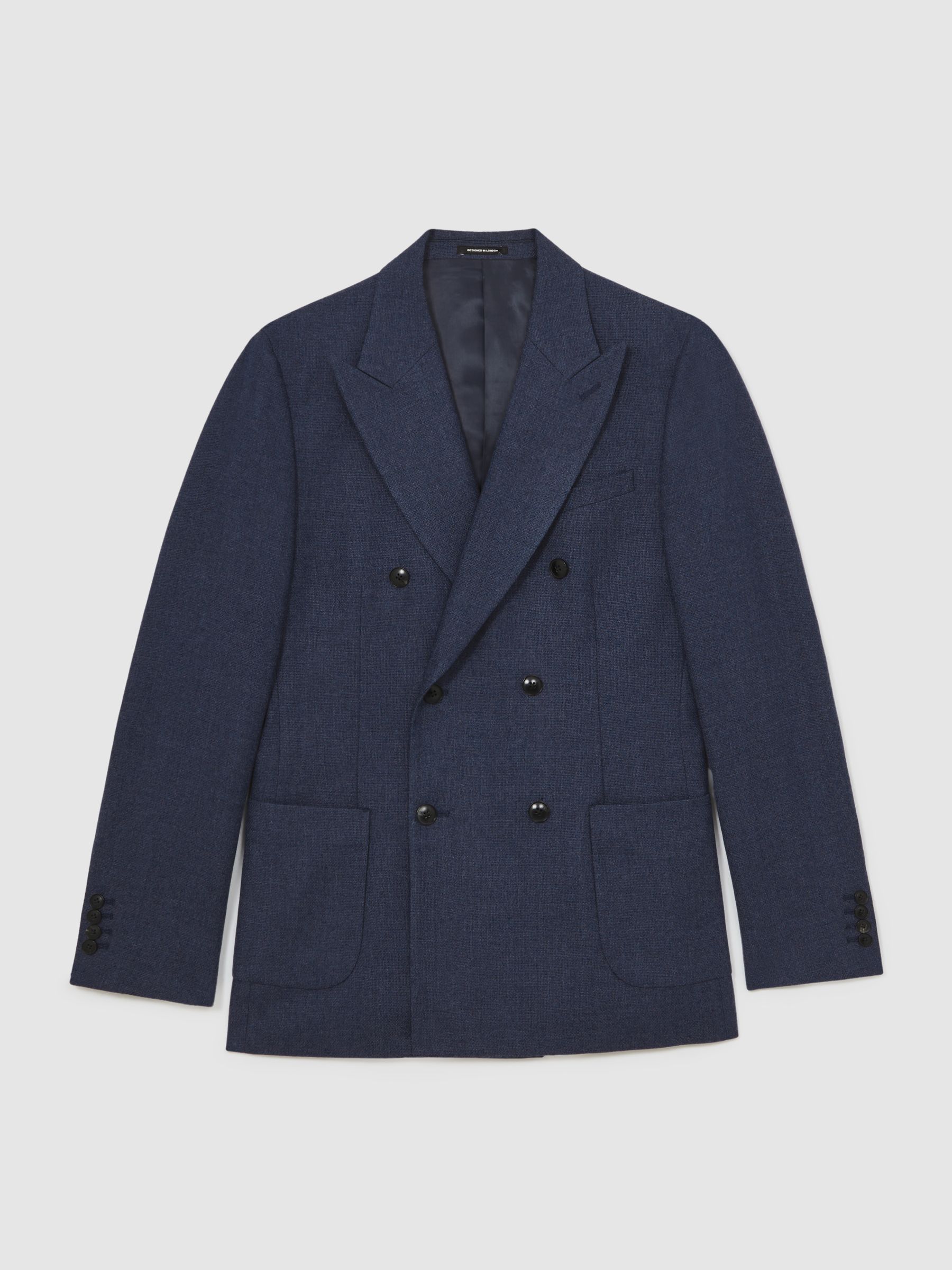 Wool-Blend Double-Breasted Blazer Slim-Fit in Navy - image 1