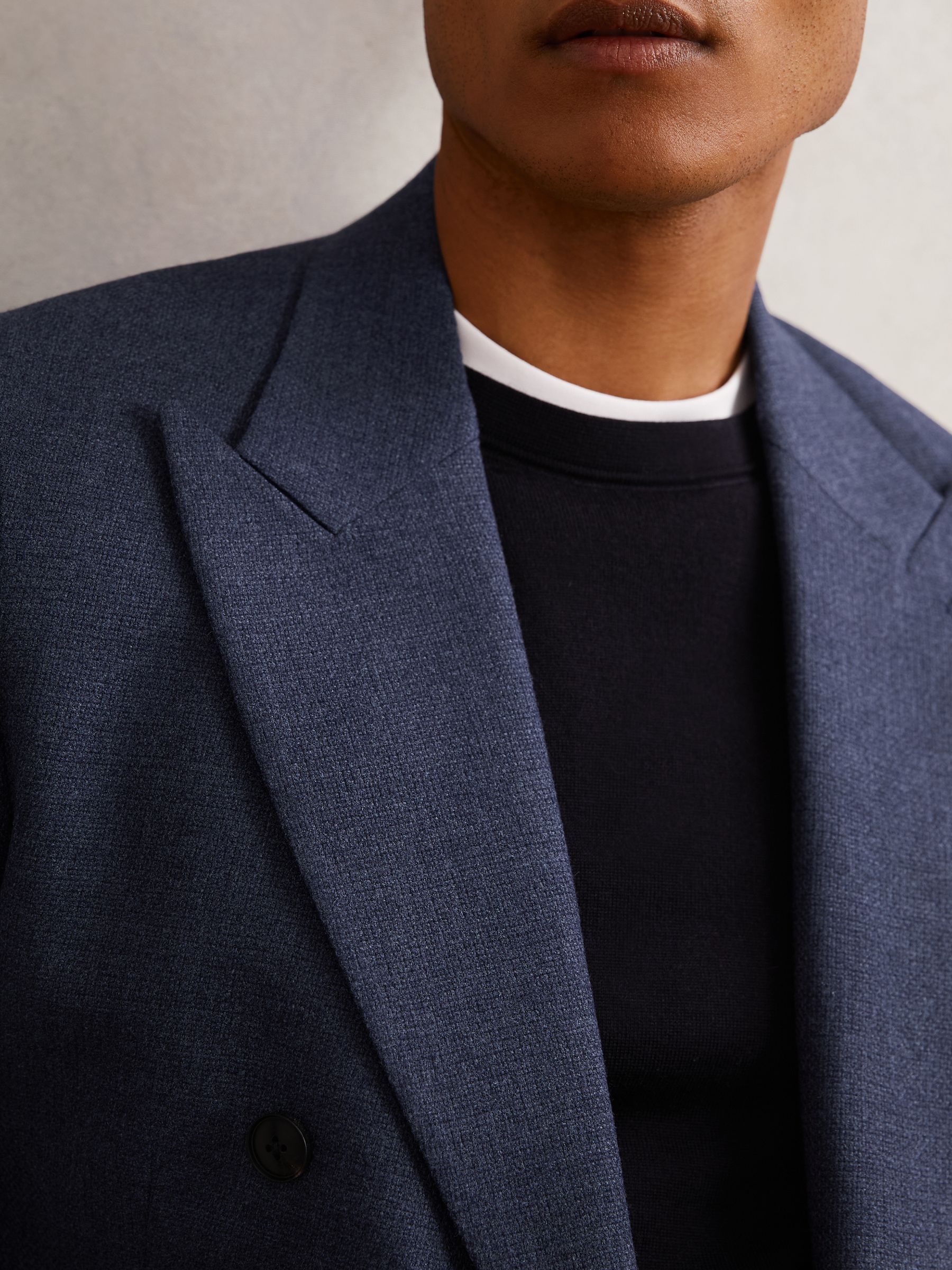 Wool-Blend Double-Breasted Blazer Slim-Fit in Navy - image 5