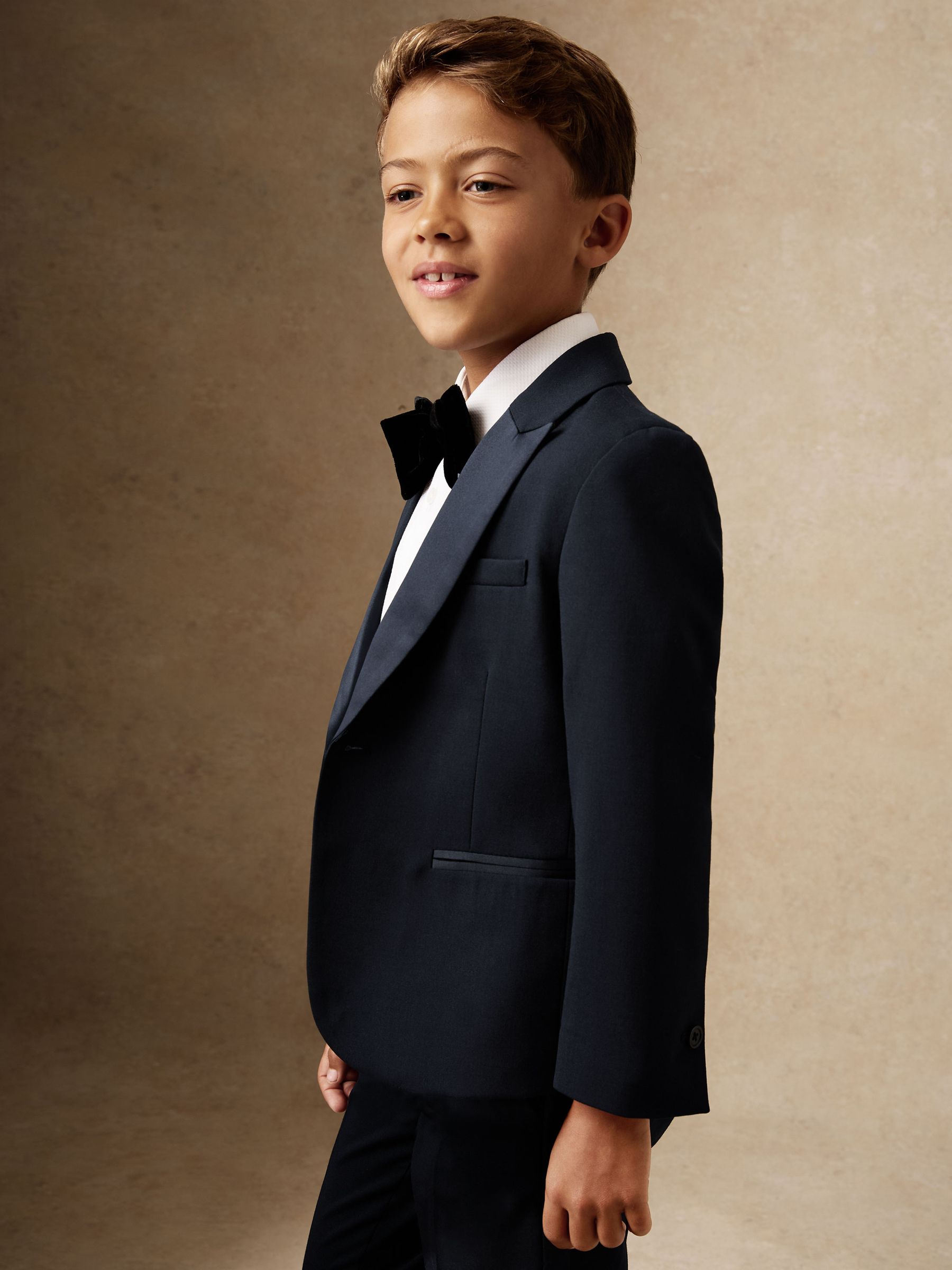 9-13 yrs Single-Breasted Tuxedo Blazer Wool-Blend in Navy - Image 3 of 6