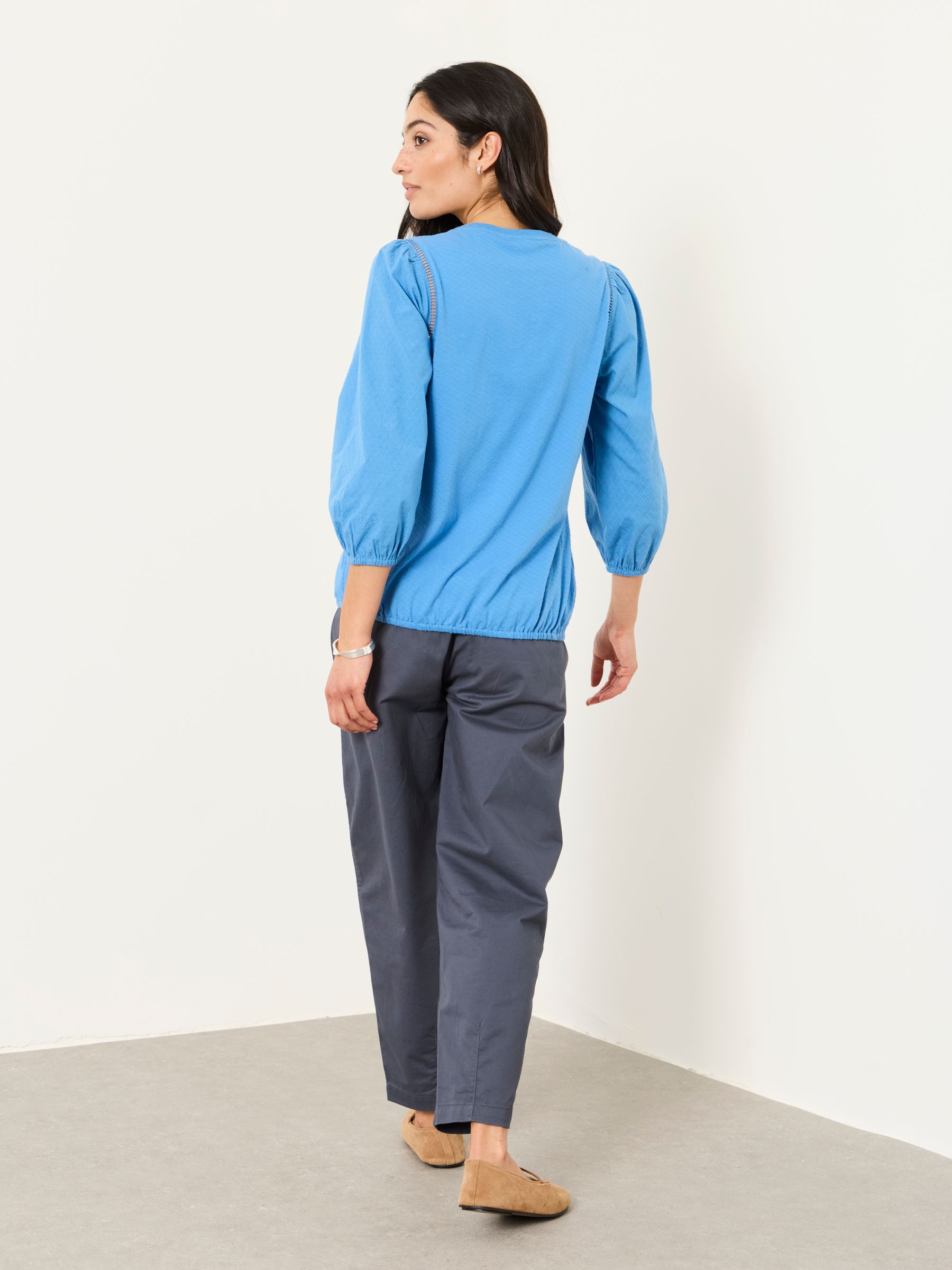 Cassie Blue Woven Jersey Mix Top - Image 2 of 5