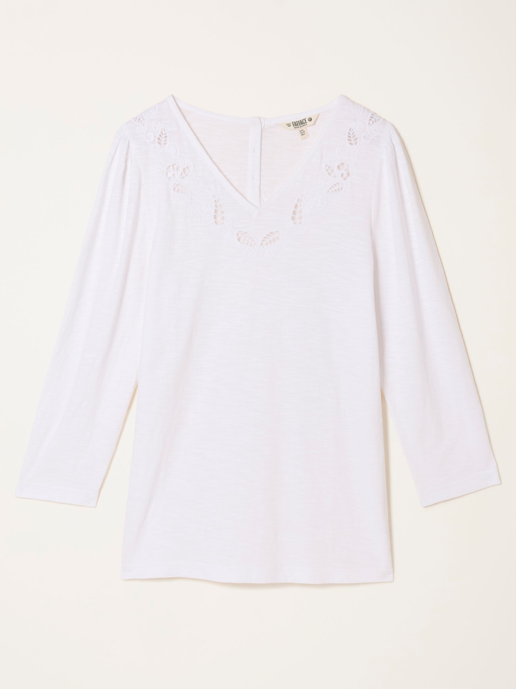 Ria White V Neck Broderie Top - Image 5 of 5