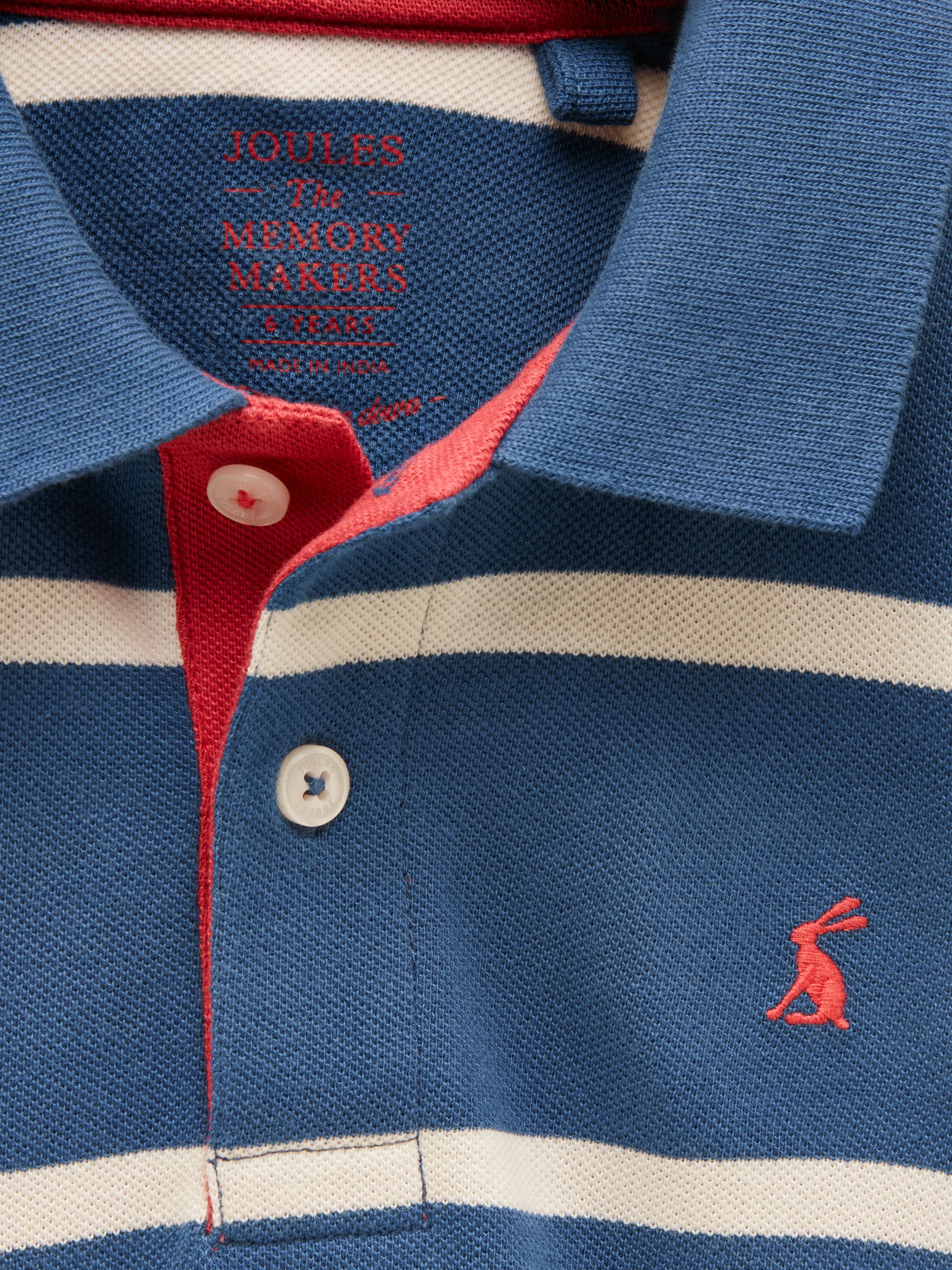 Boys' Woody Ink Blue & White Striped Cotton Polo Shirt - Image 3 of 5