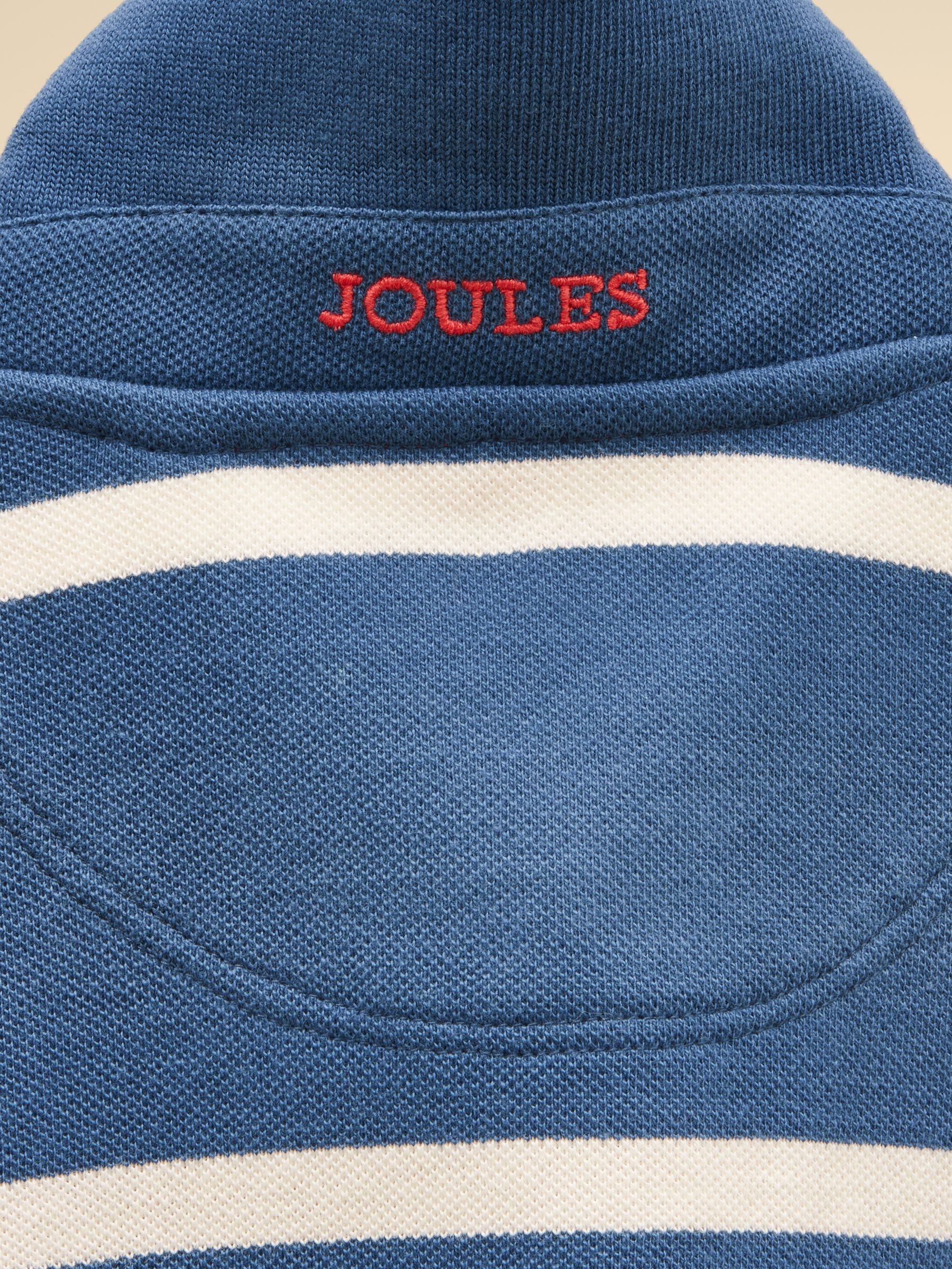 Boys' Woody Ink Blue & White Striped Cotton Polo Shirt - Image 4 of 5